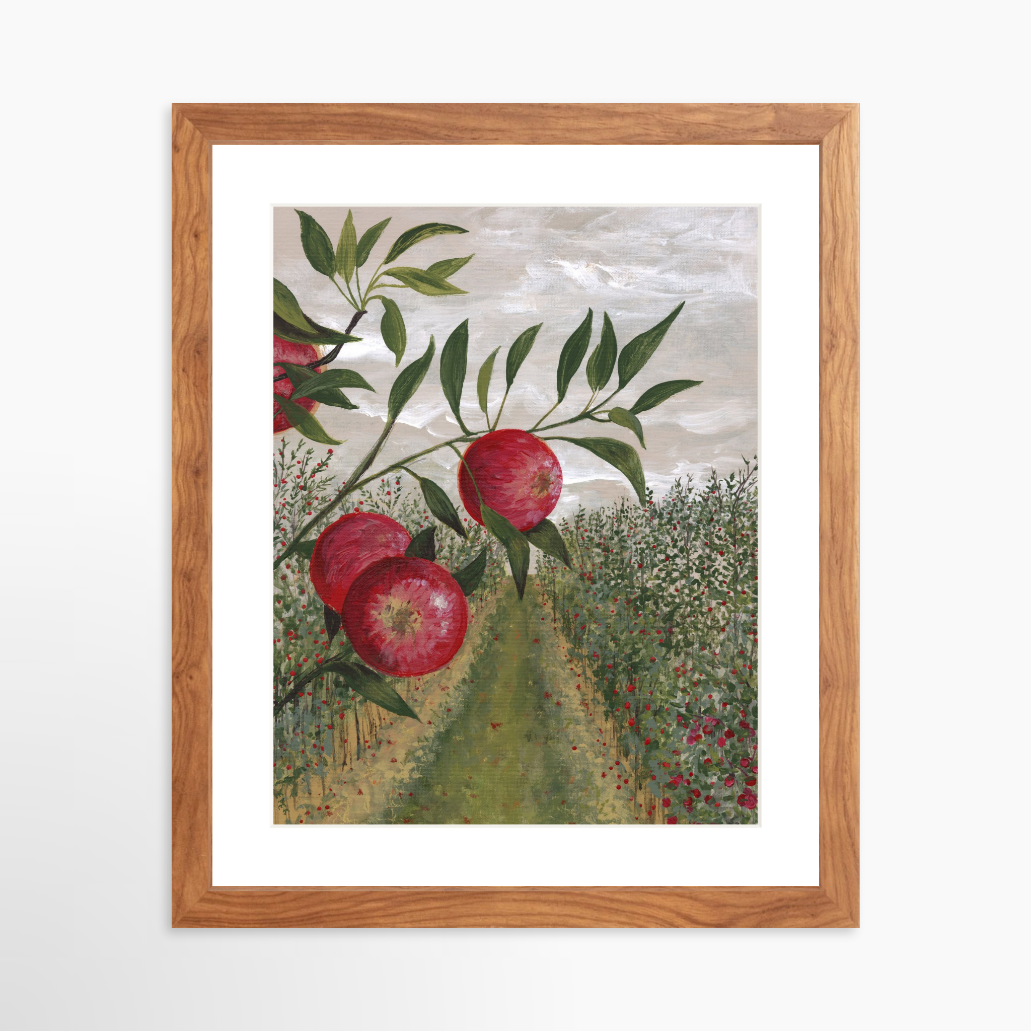 11x14 / Light Walnut Frame + White Mat