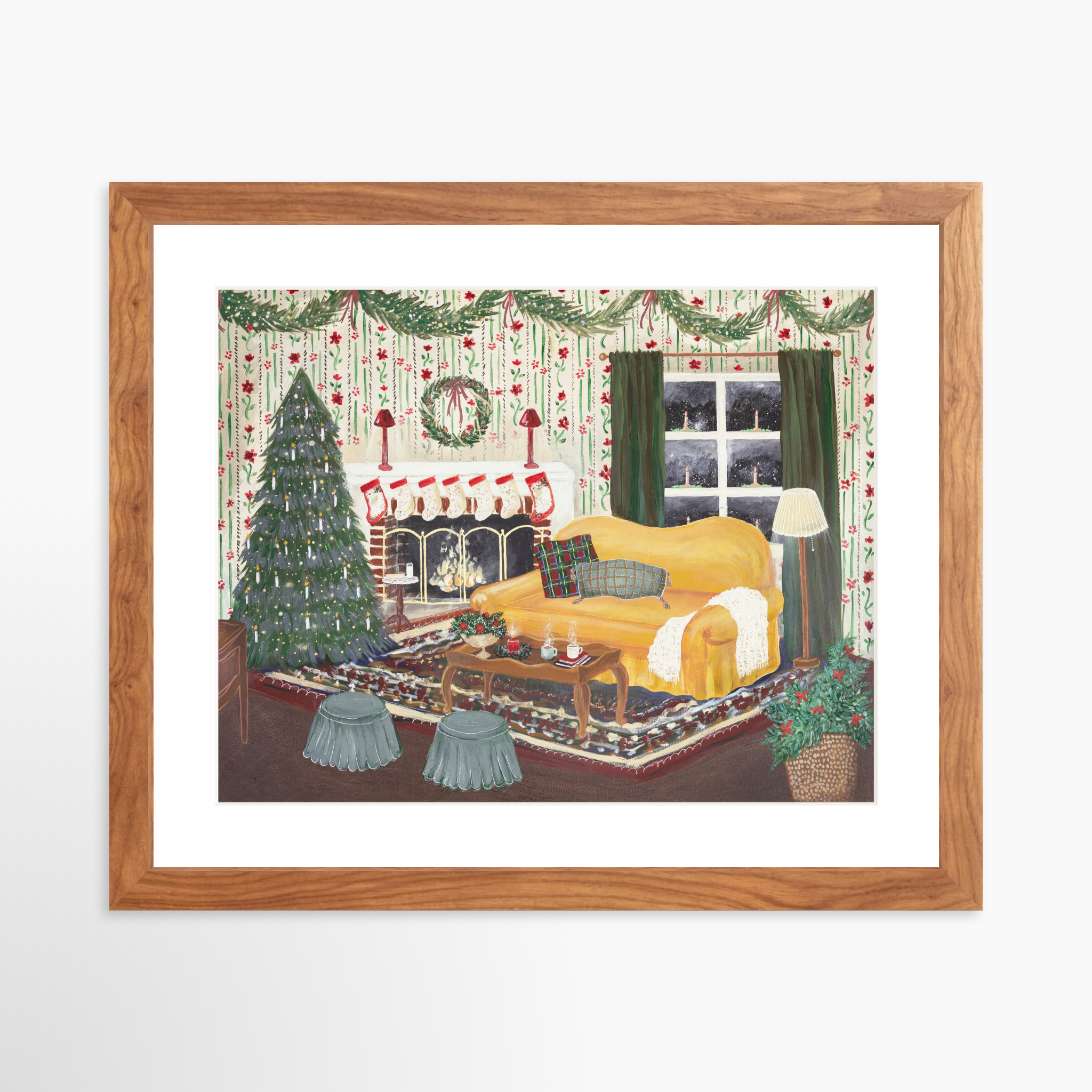 14x11 / Light Walnut Frame + White Mat