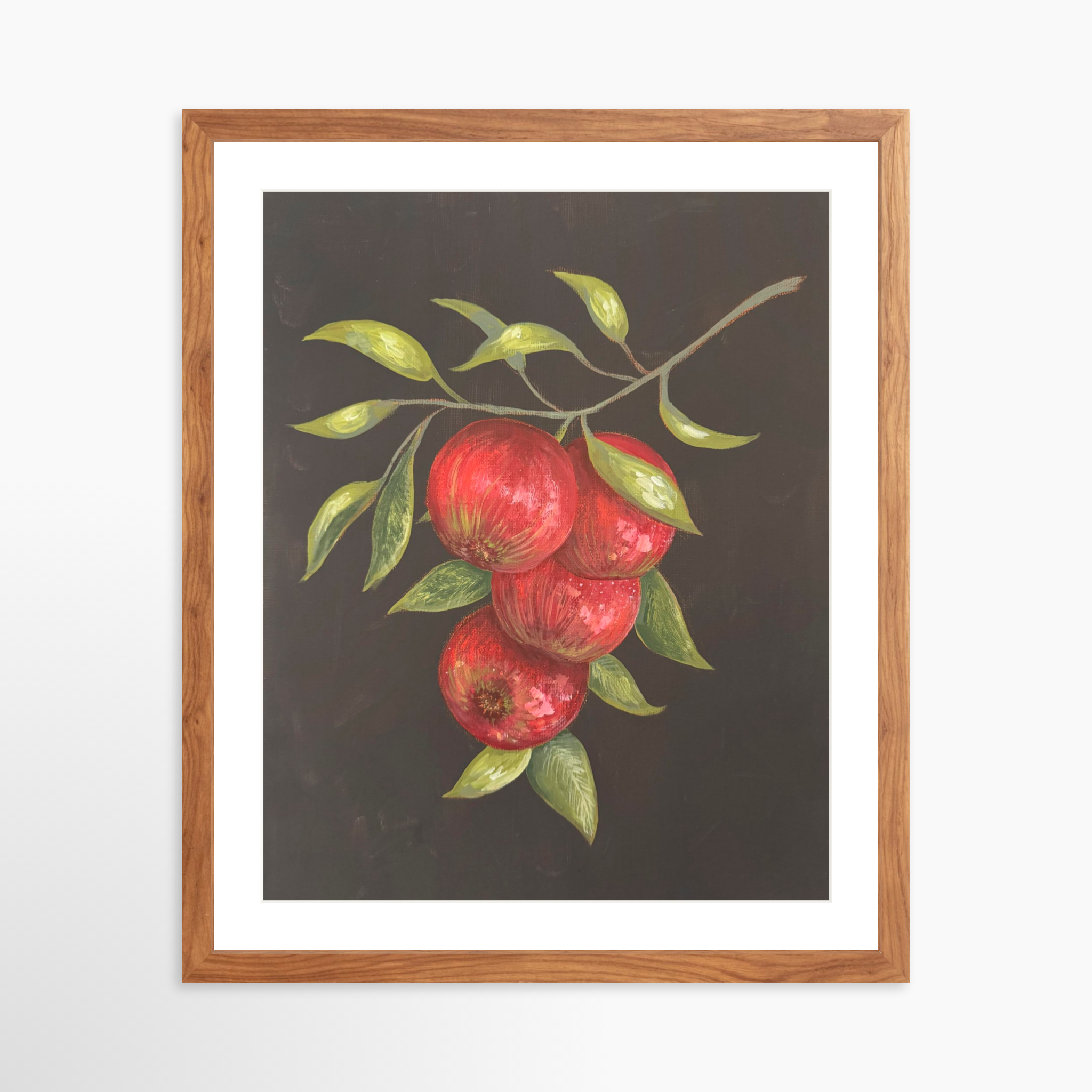 16x20 / Light Walnut Frame + White Mat