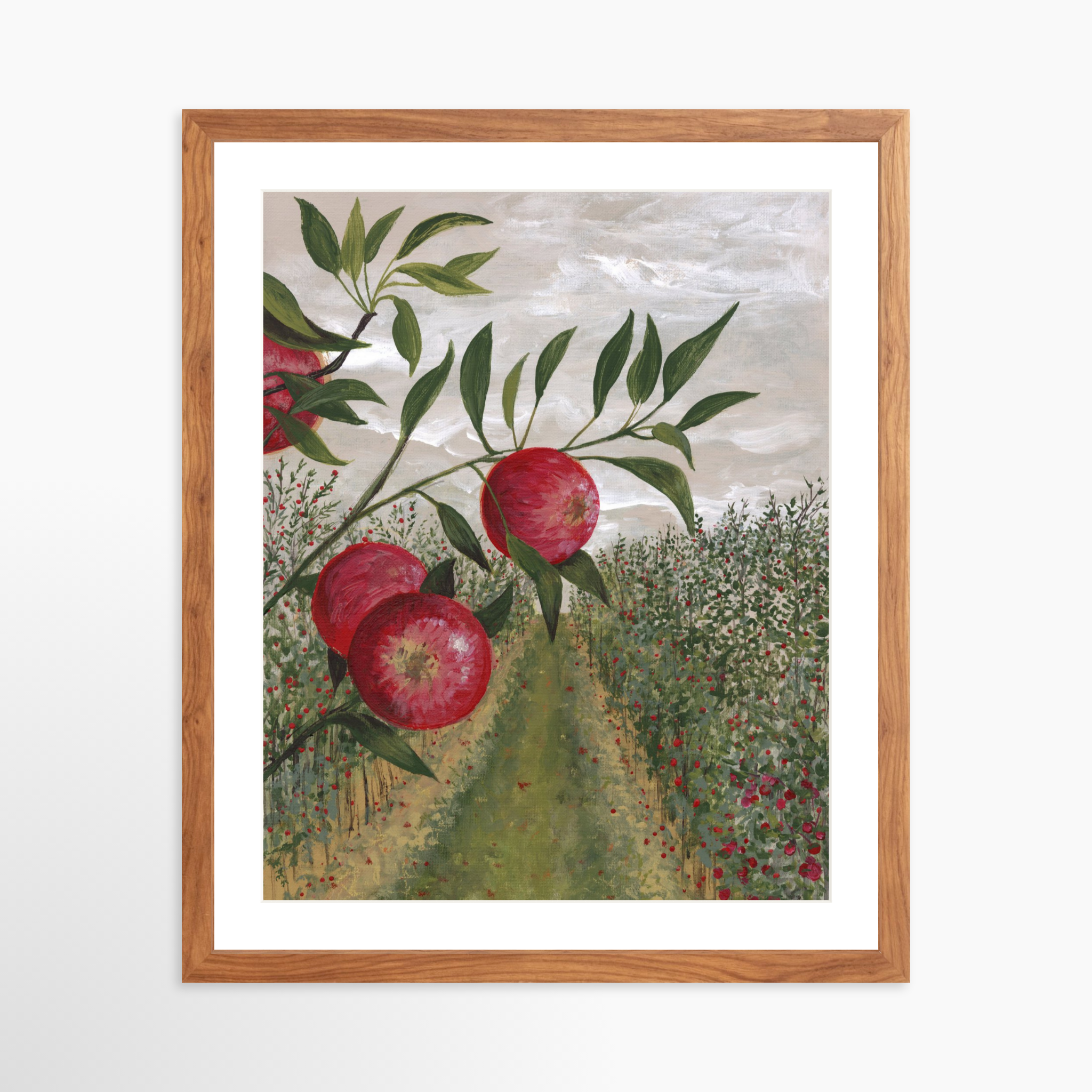 16x20 / Light Walnut Frame + White Mat