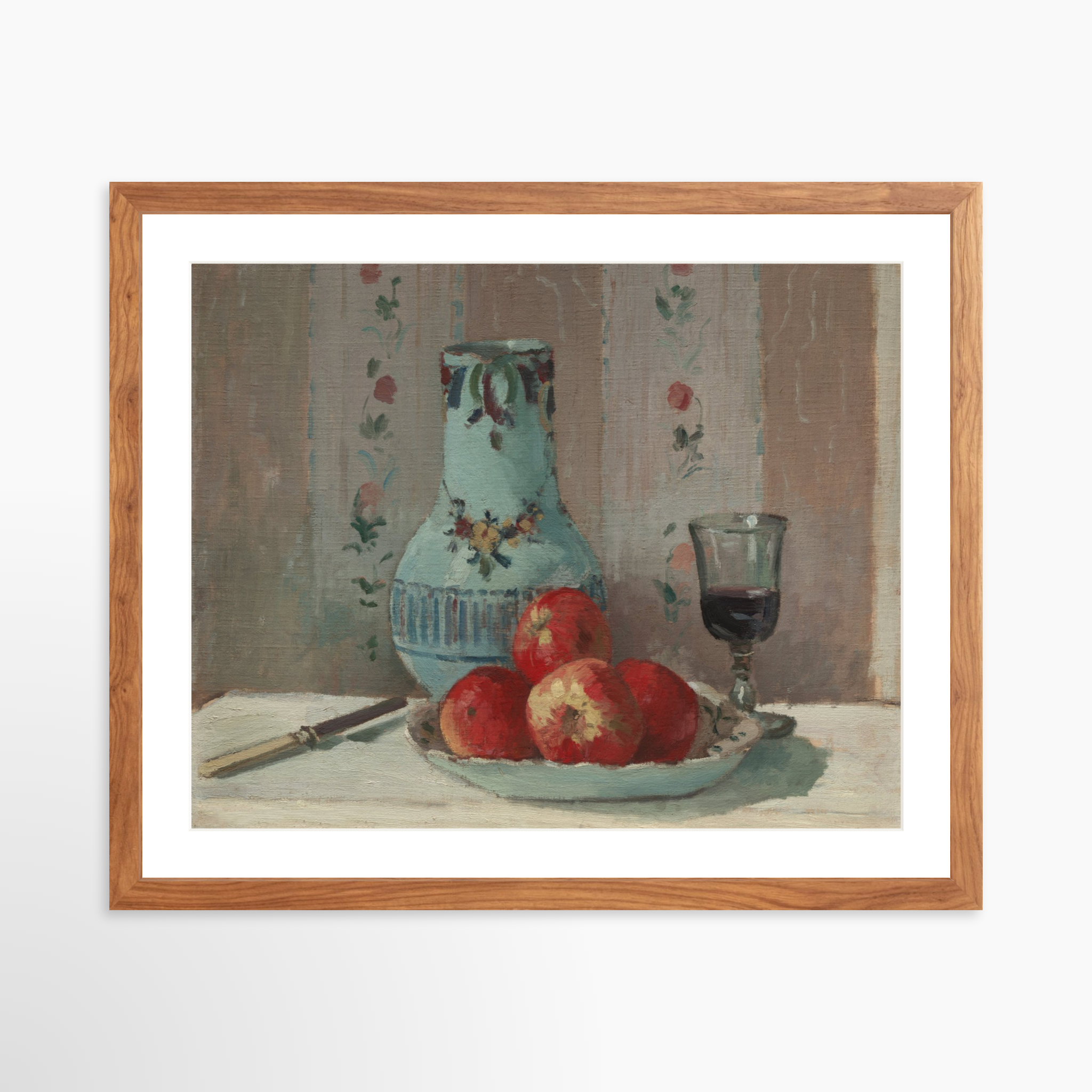 20x16 / Light Walnut Frame + White Mat