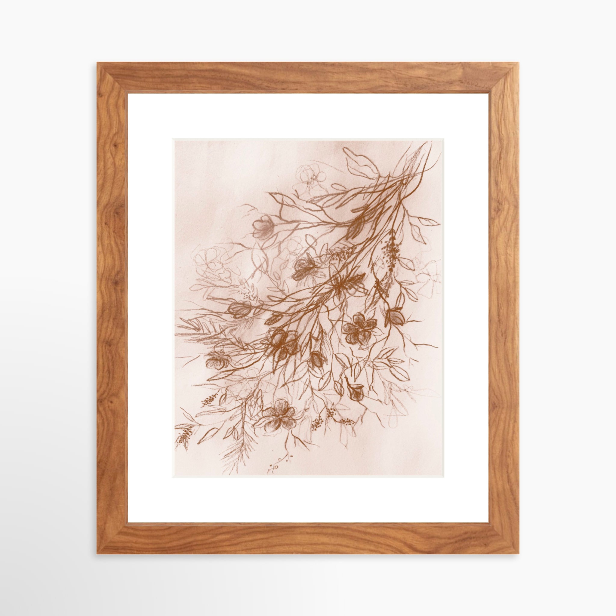 8x10 / Light Walnut Frame + White Mat