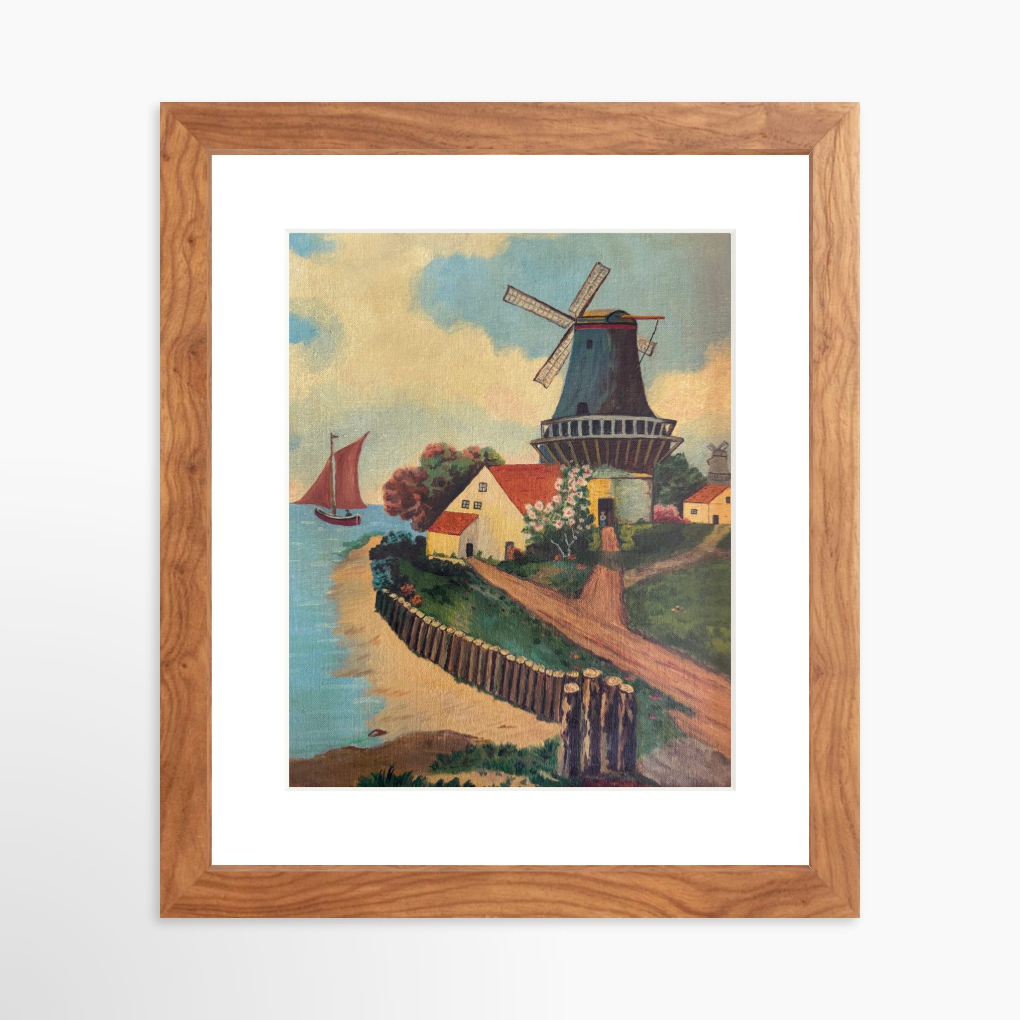 8x10 / Light Walnut Frame + White Mat