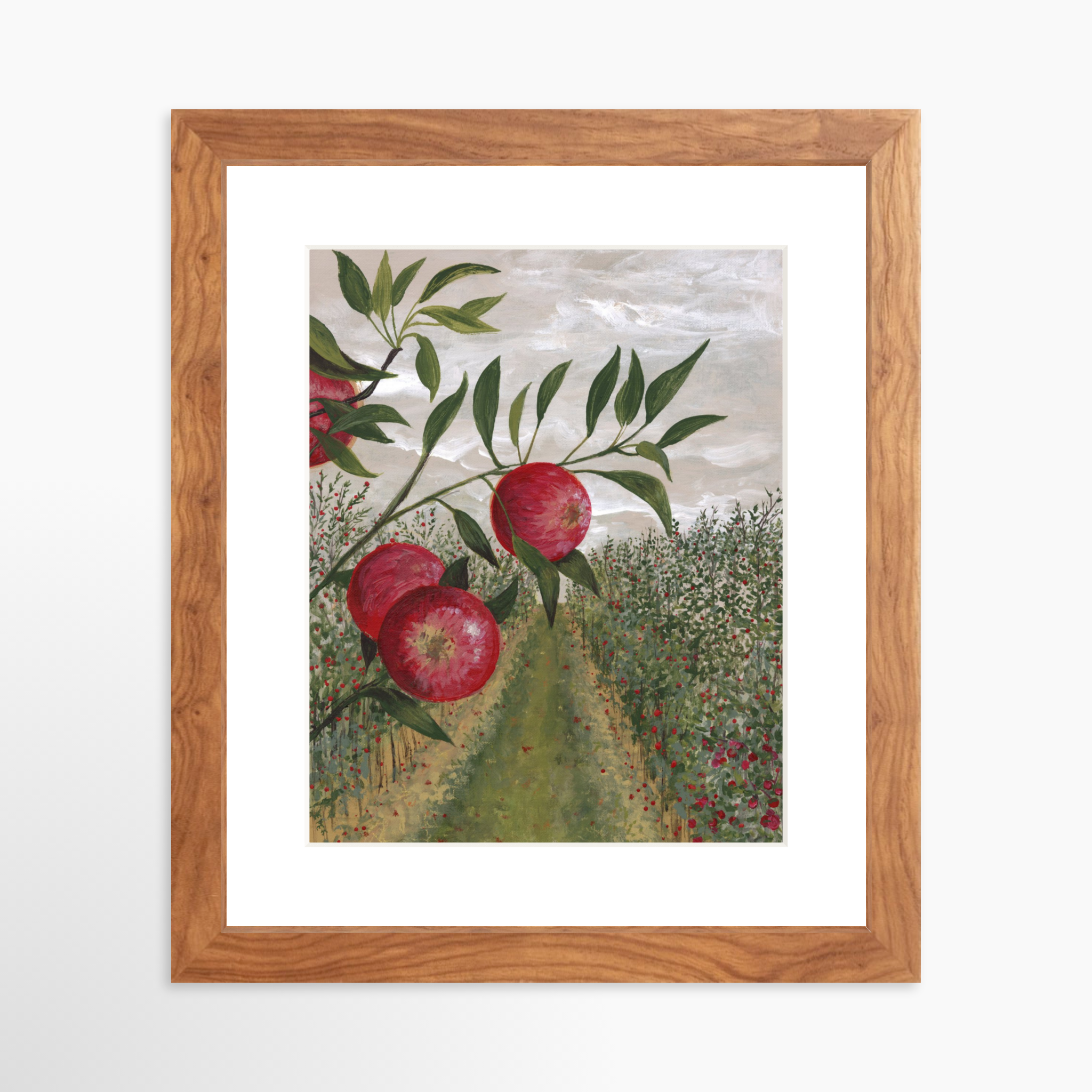 8x10 / Light Walnut Frame + White Mat