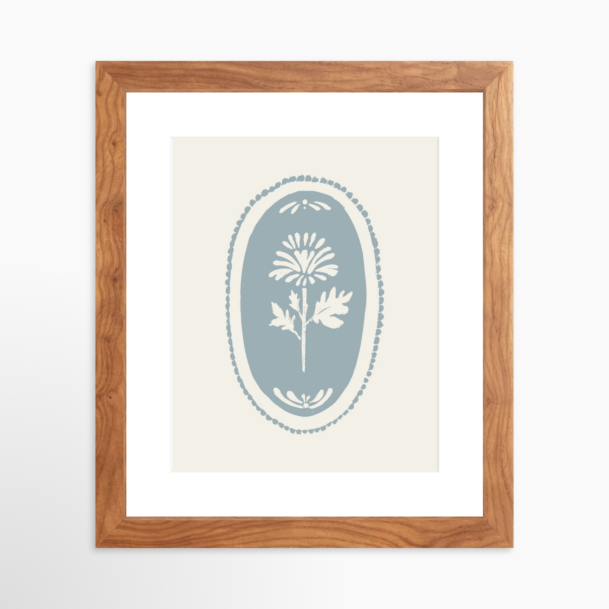 8x10 / Light Walnut Frame + White Mat