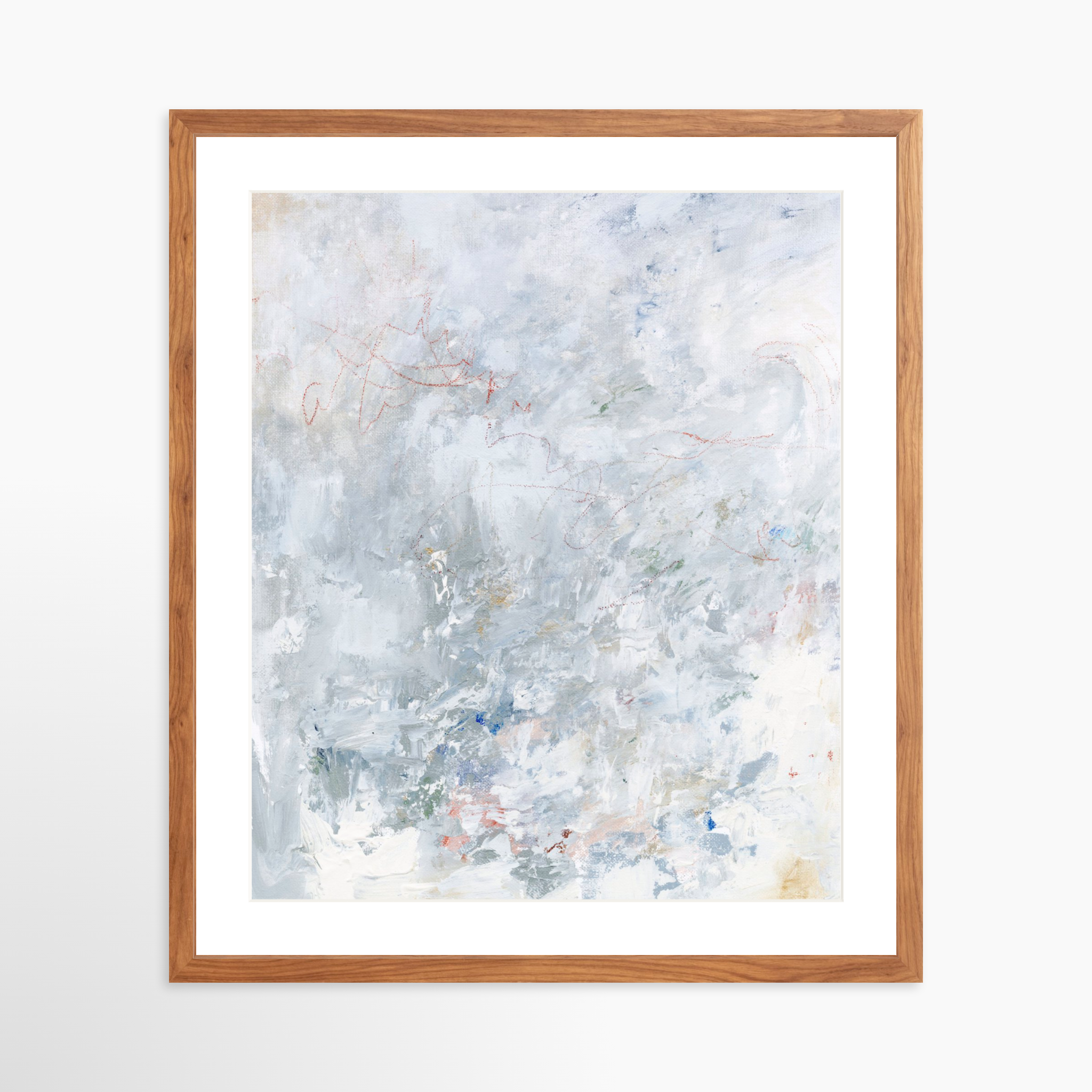 20x25 / Light Walnut Frame + White Mat