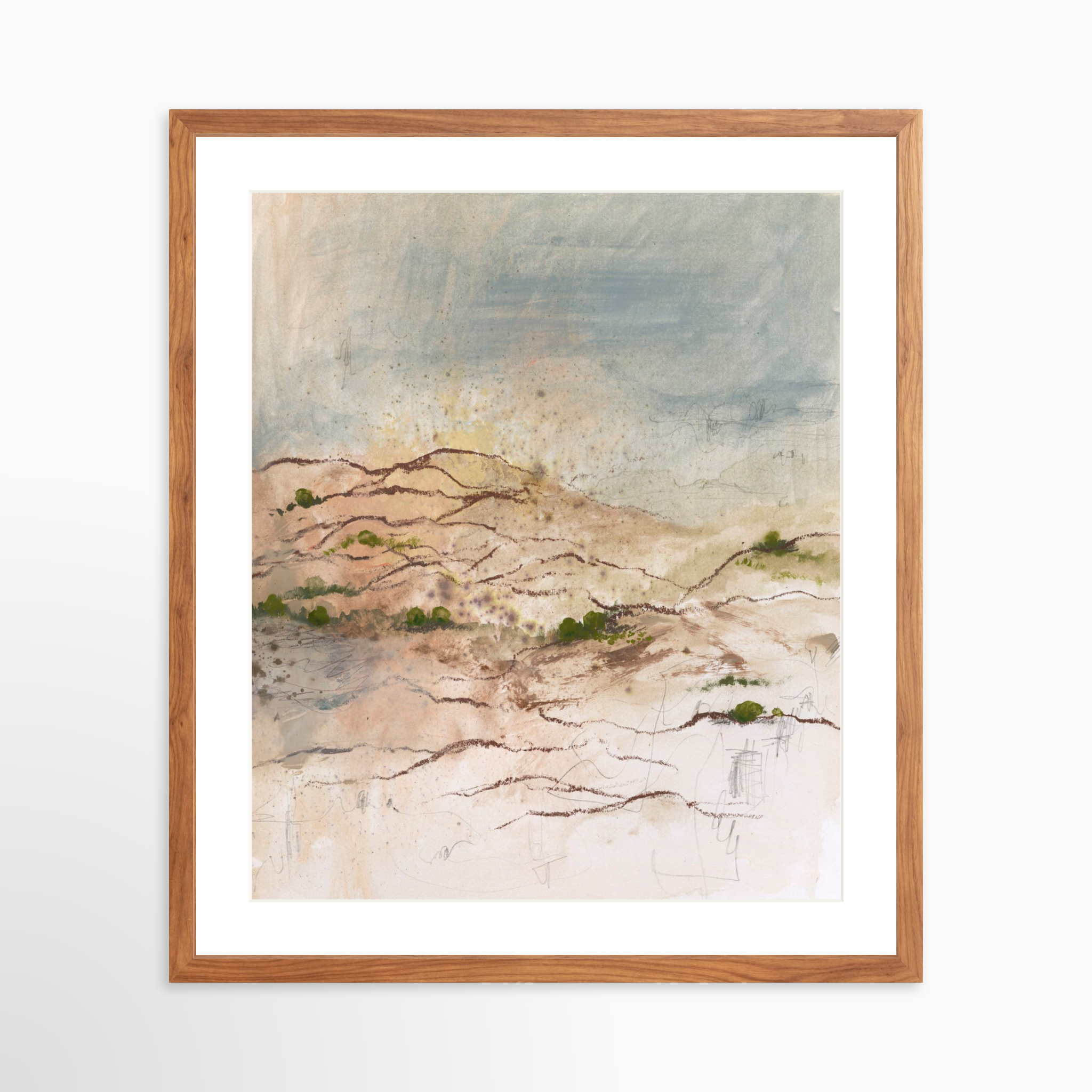 20x25 / Light Walnut Frame + White Mat