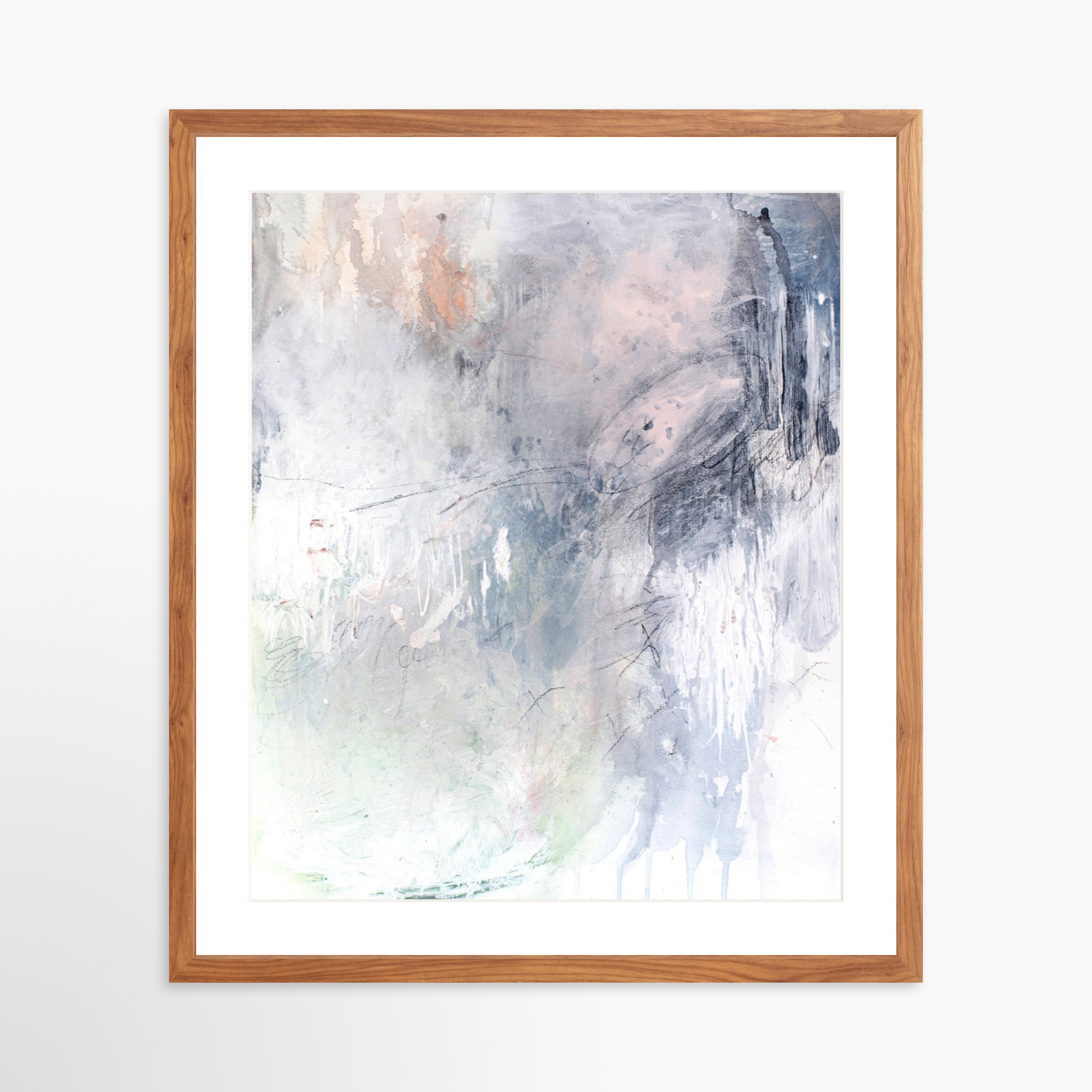 20x25 / Light Walnut Frame + White Mat