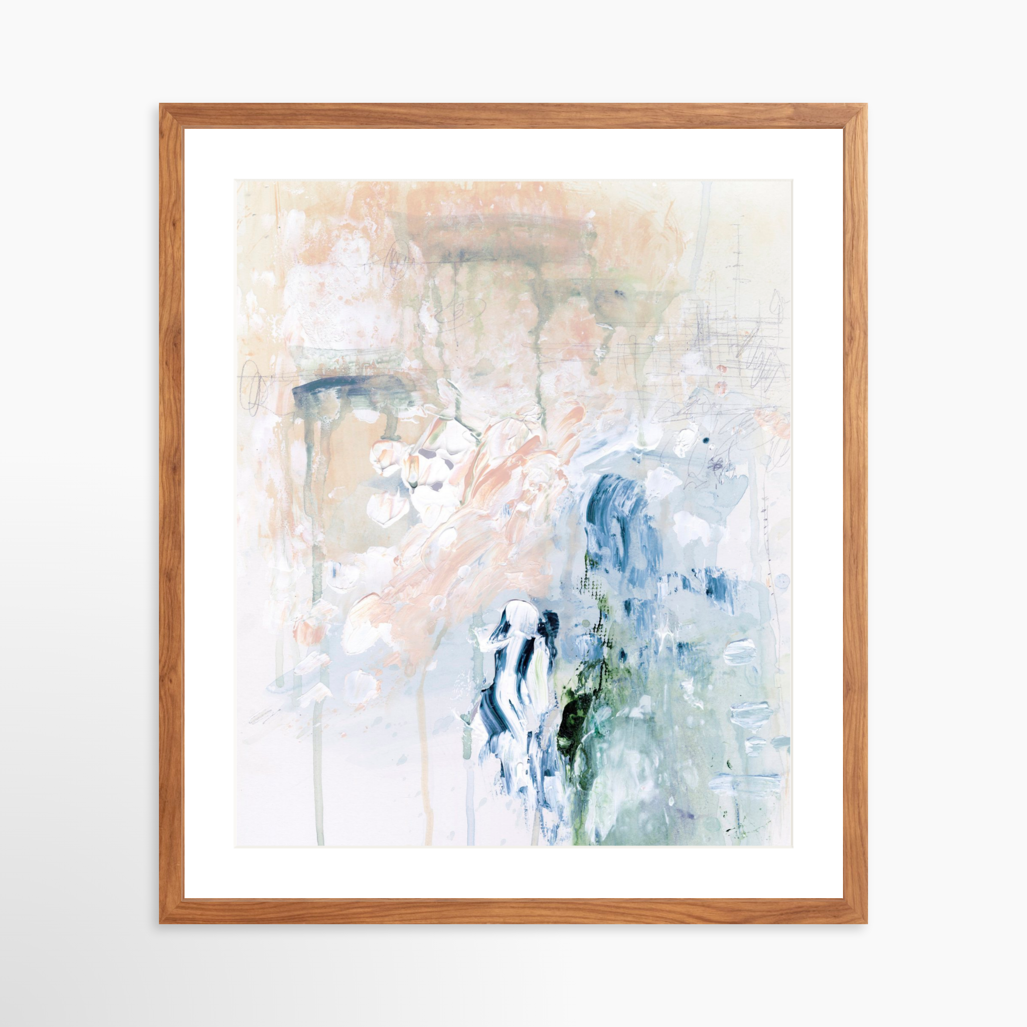 20x25 / Light Walnut Frame + White Mat