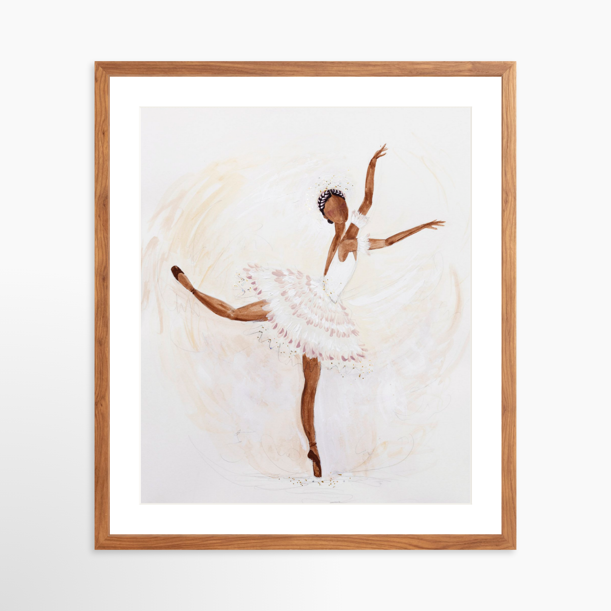 20x25 / Light Walnut Frame + White Mat