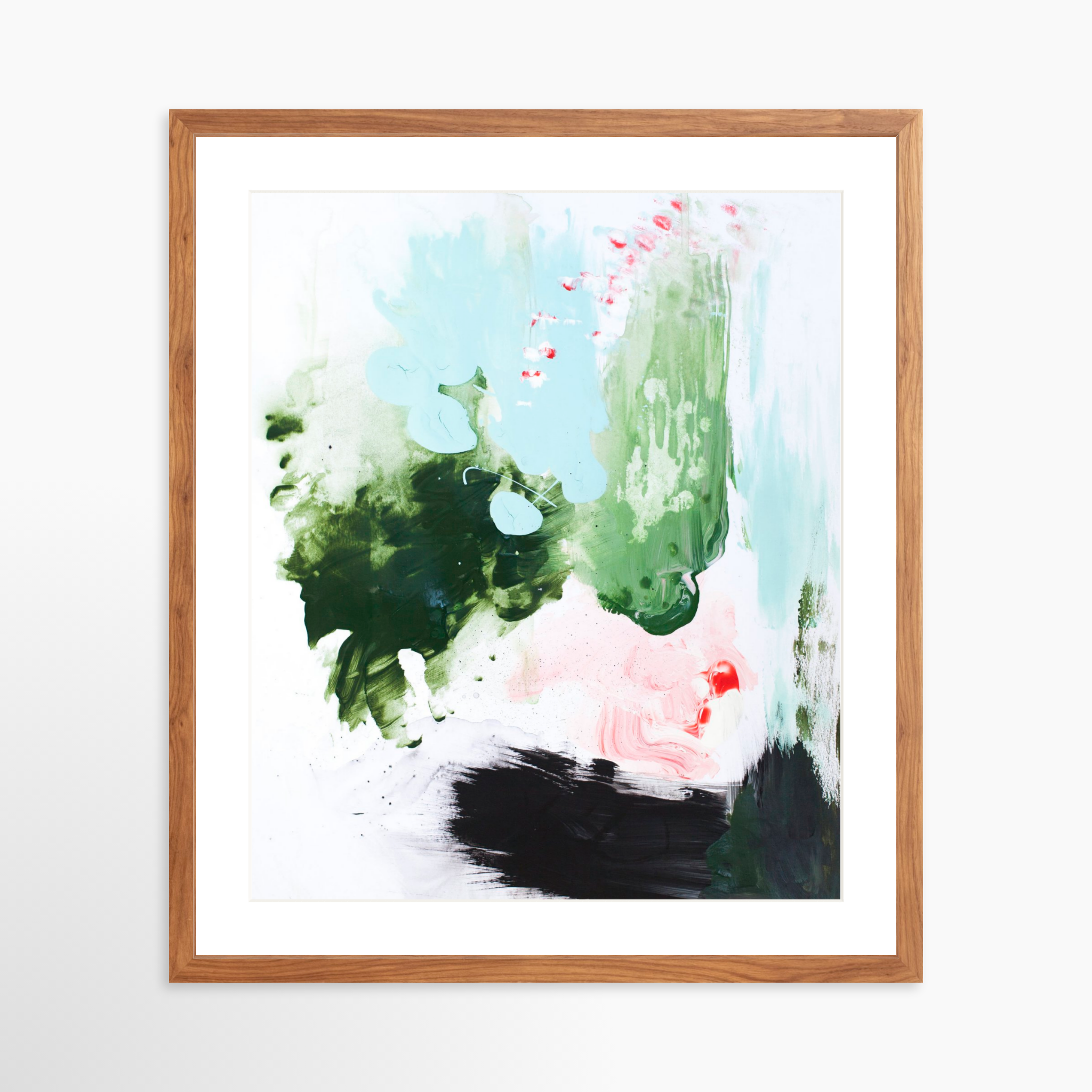 20x25 / Light Walnut Frame + White Mat