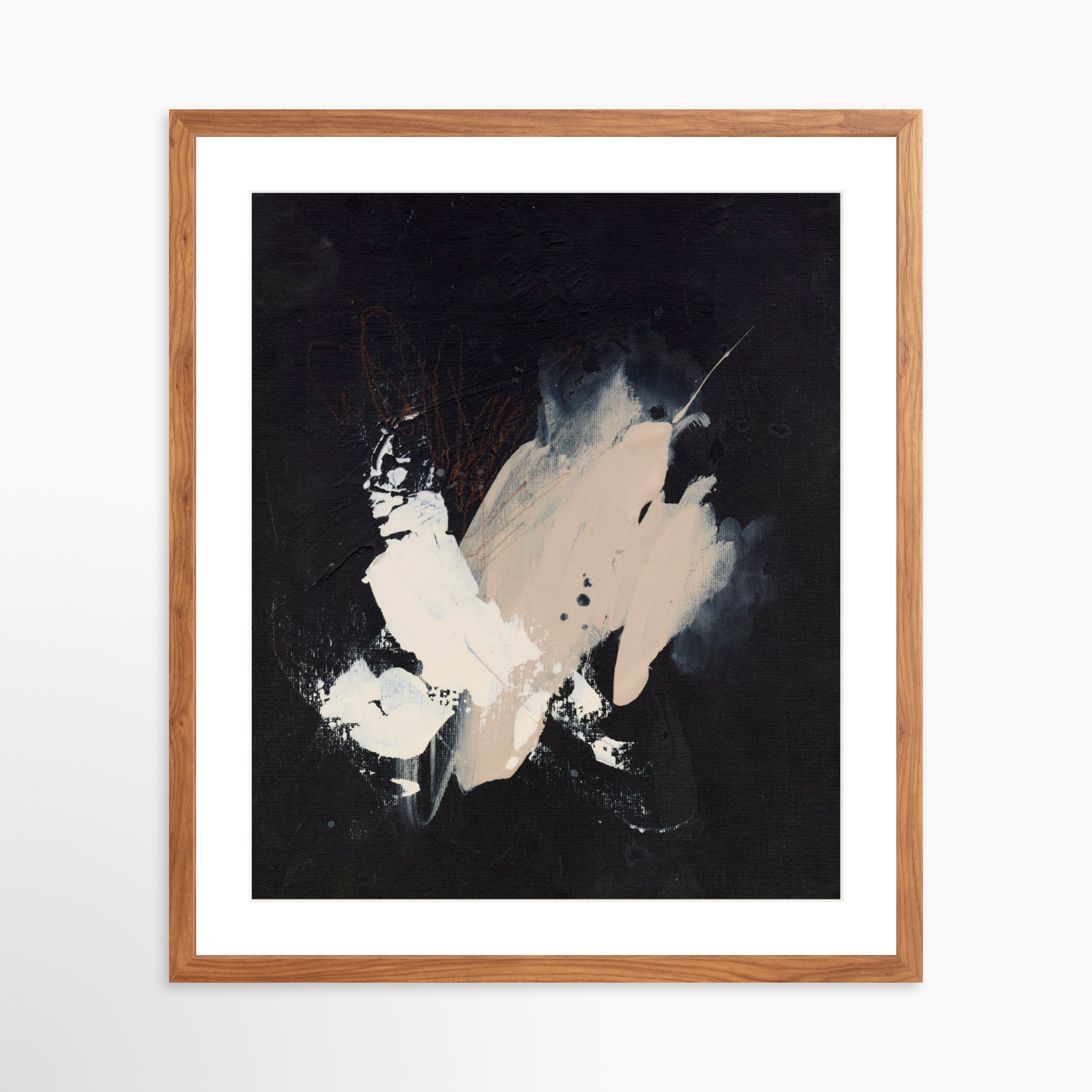 20x25 / Light Walnut Frame + White Mat