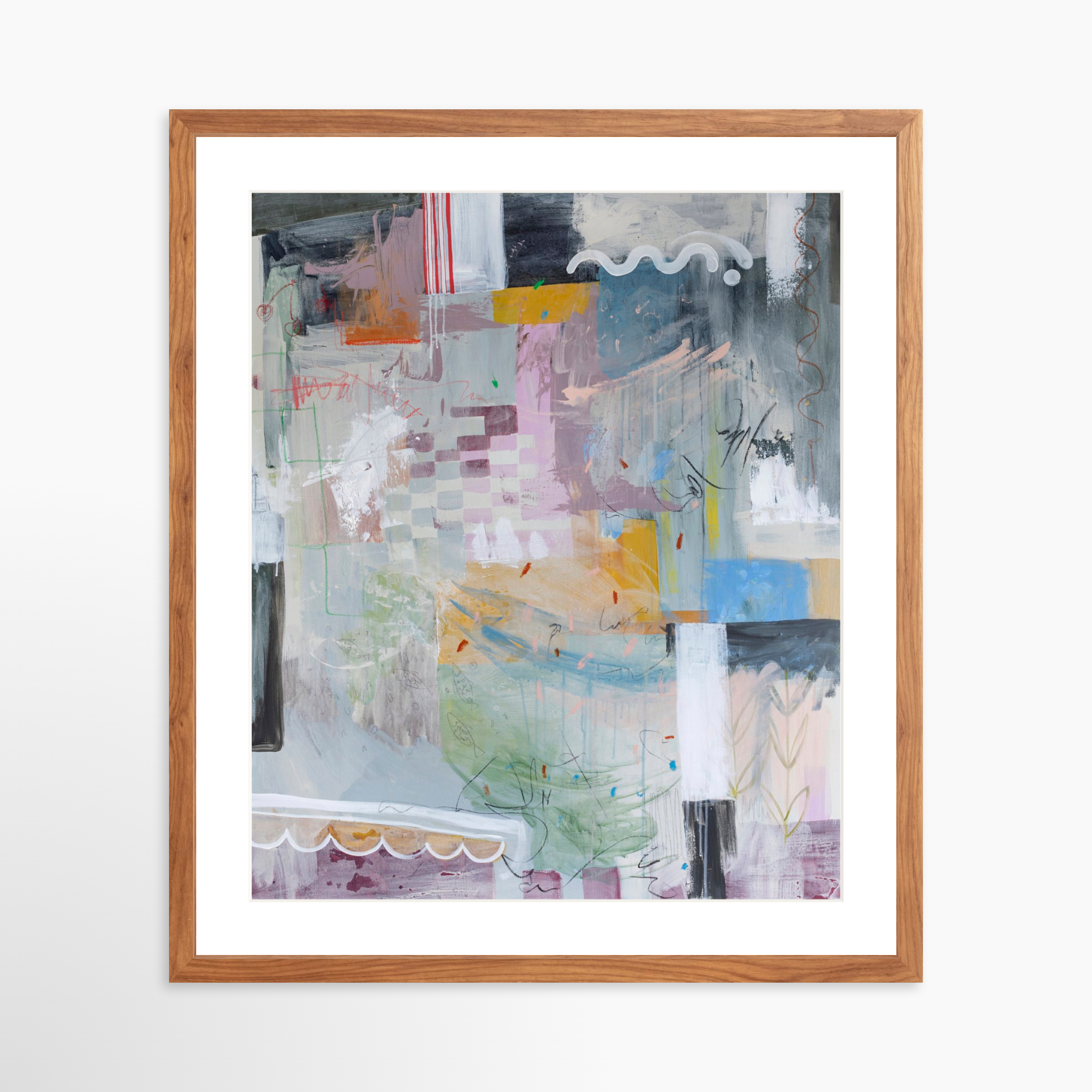 20x25 / Light Walnut Frame + White Mat