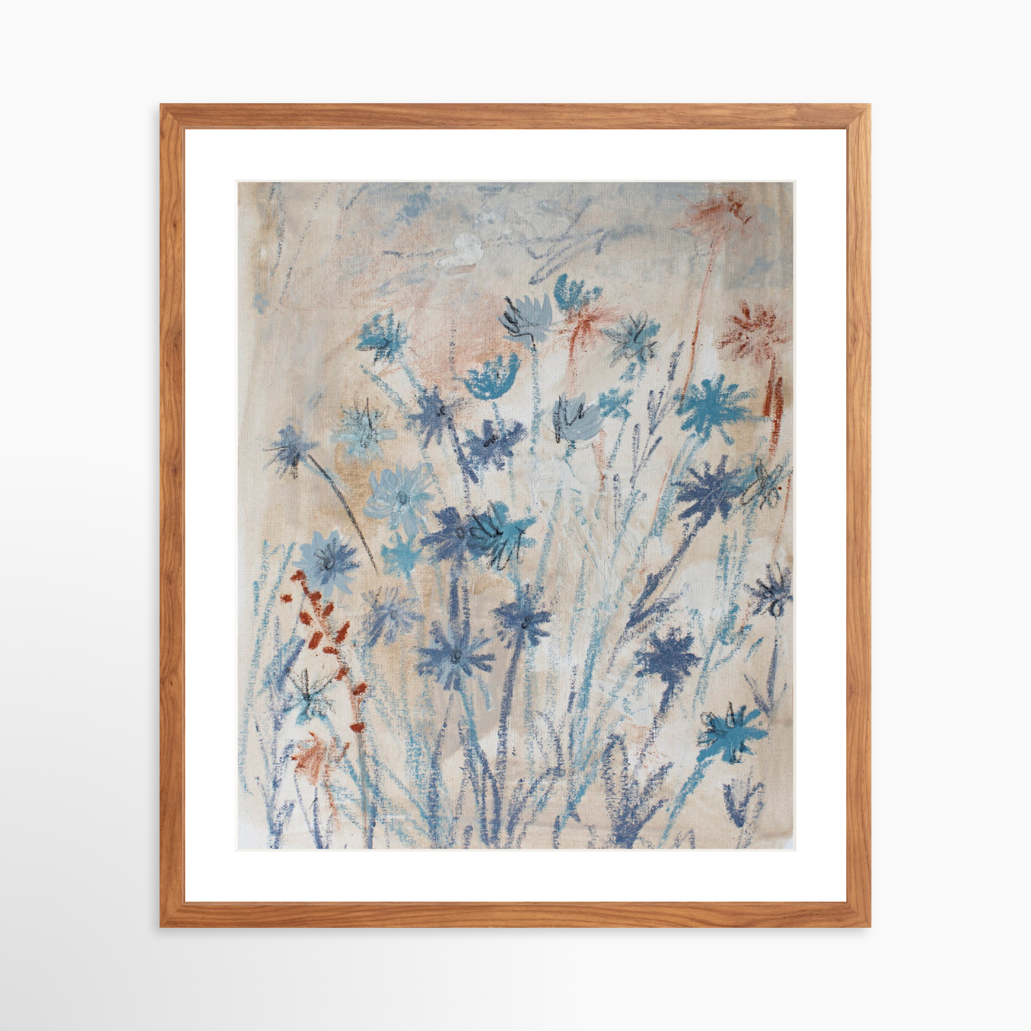 20x25 / Light Walnut Frame + White Mat