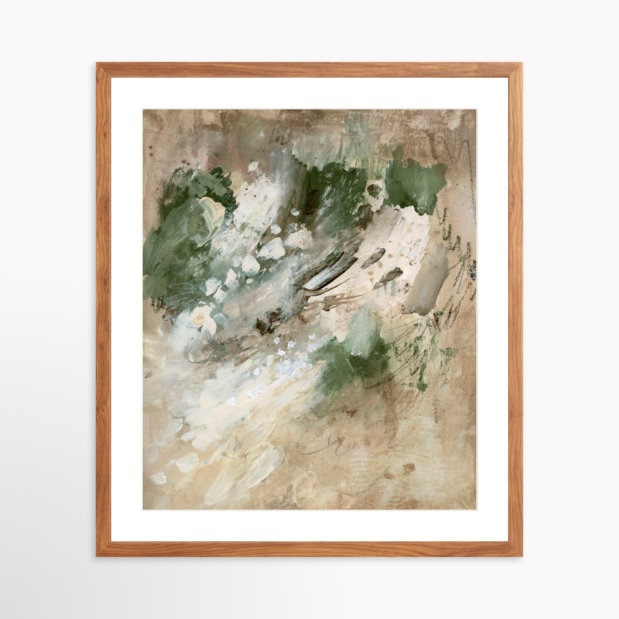 20x25 / Light Walnut Frame + White Mat