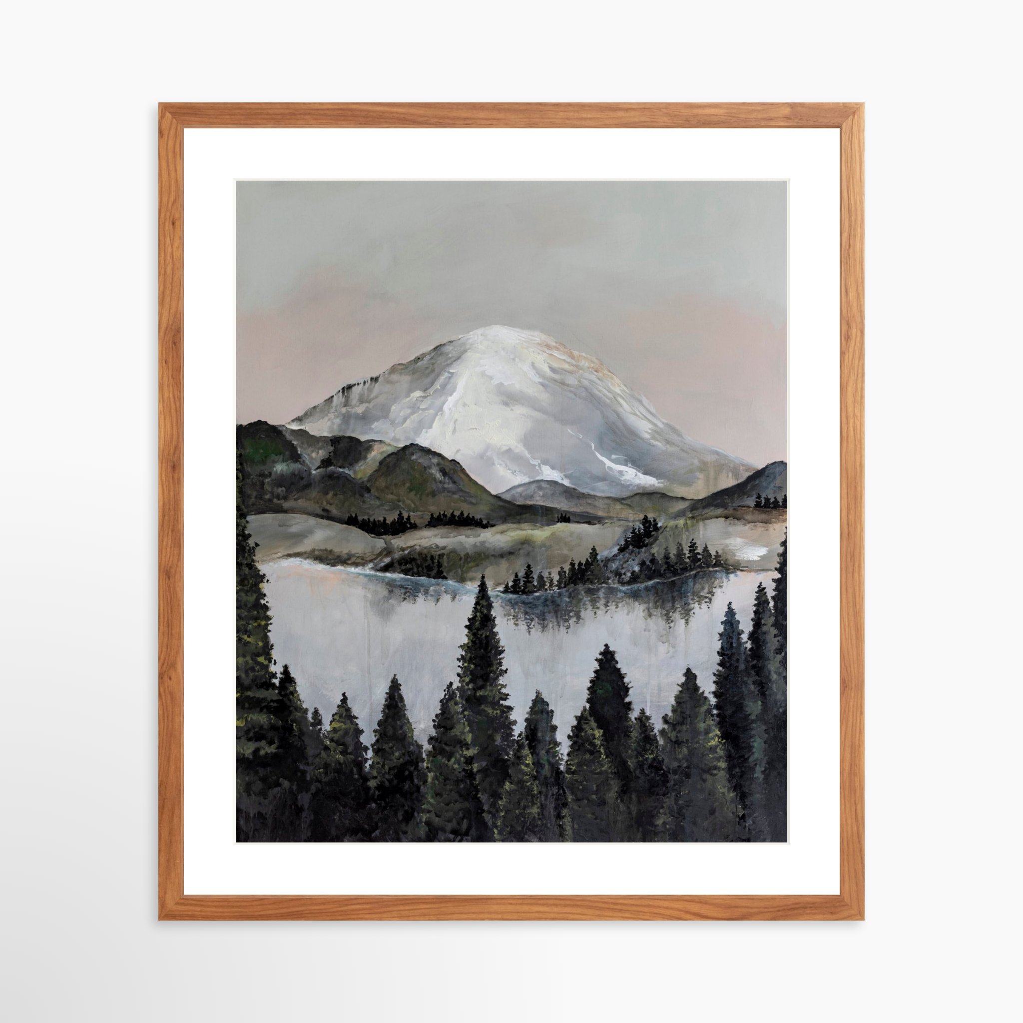20x25 / Light Walnut Frame + White Mat