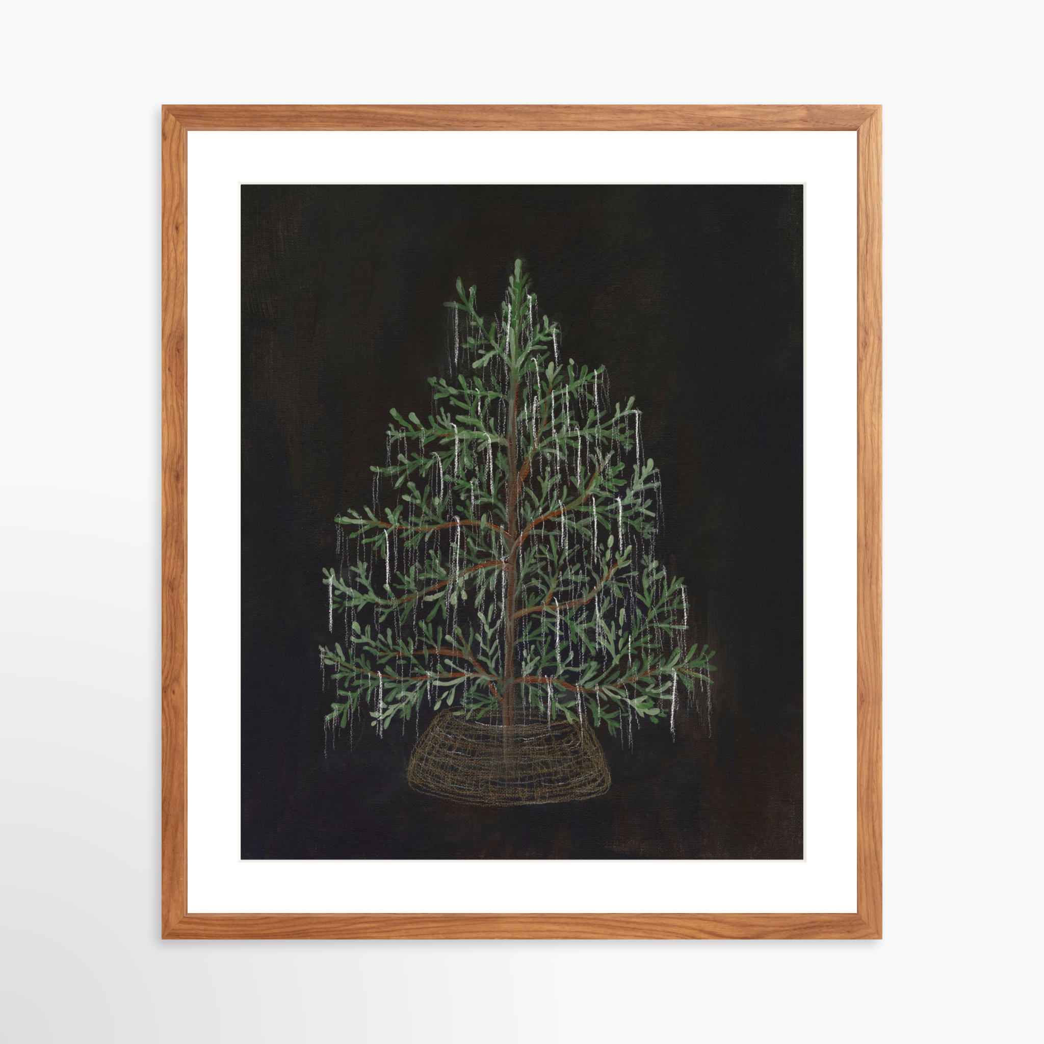 20x25 / Light Walnut Frame + White Mat