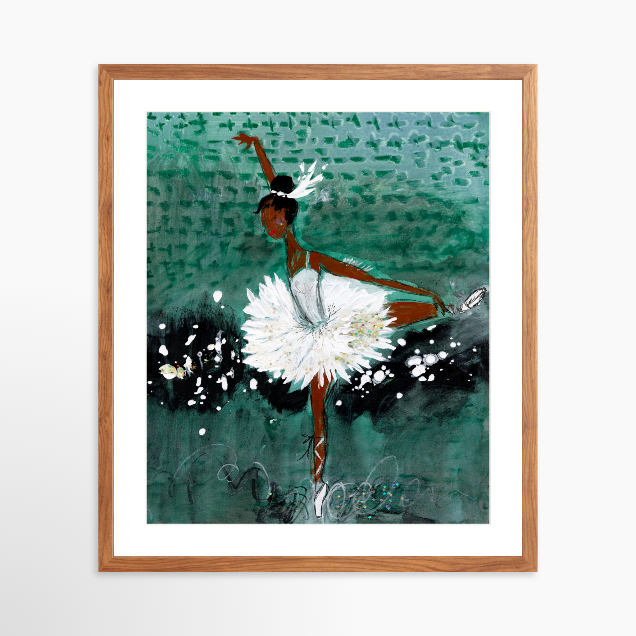 20x25 / Light Walnut Frame + White Mat