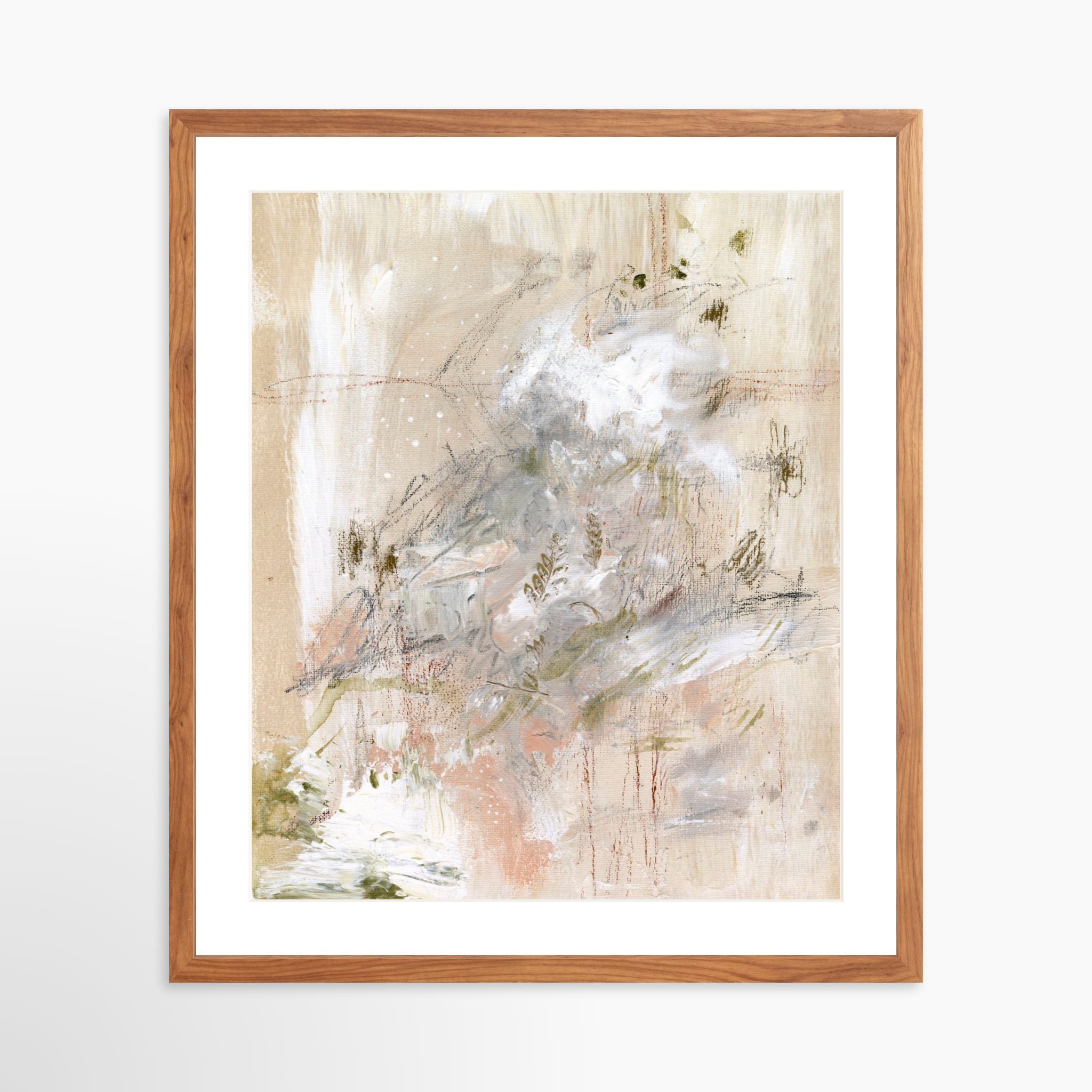 20x25 / Light Walnut Frame + White Mat