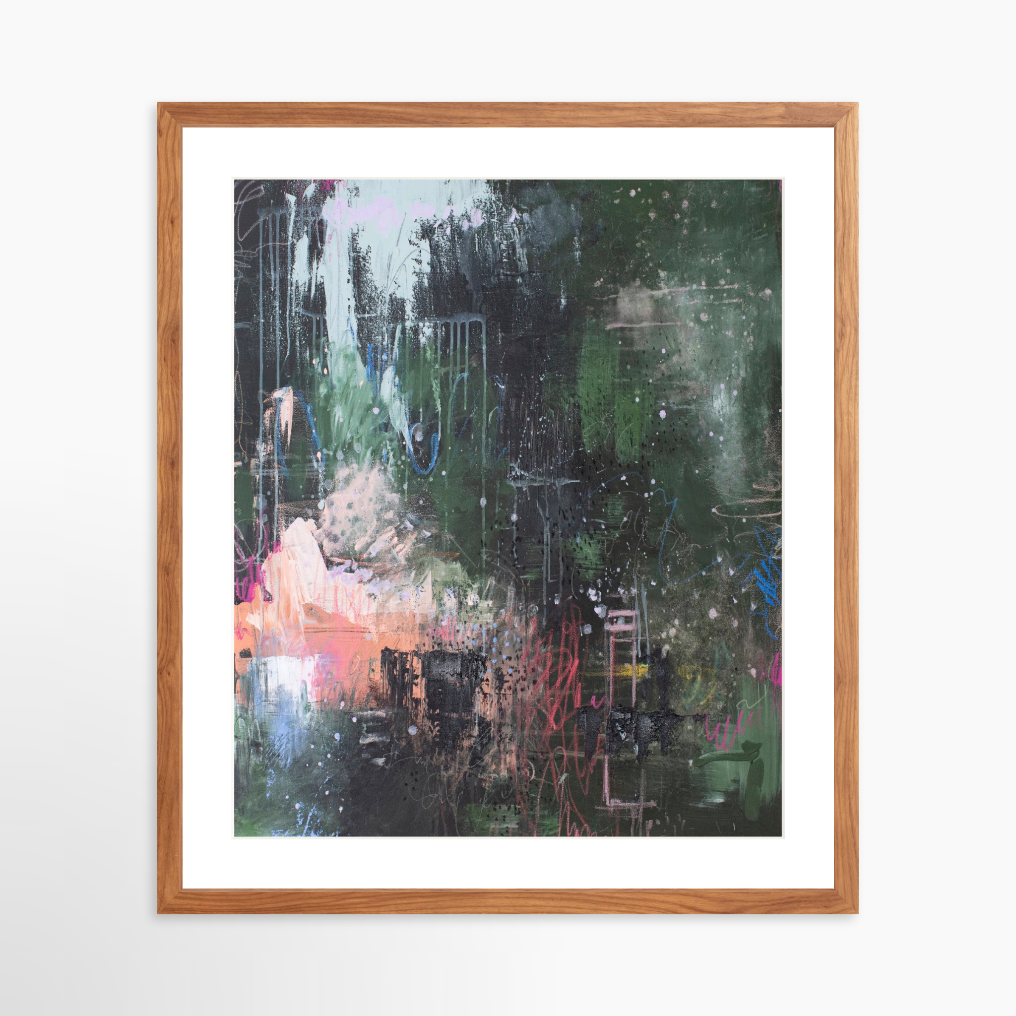 20x25 / Light Walnut Frame + White Mat