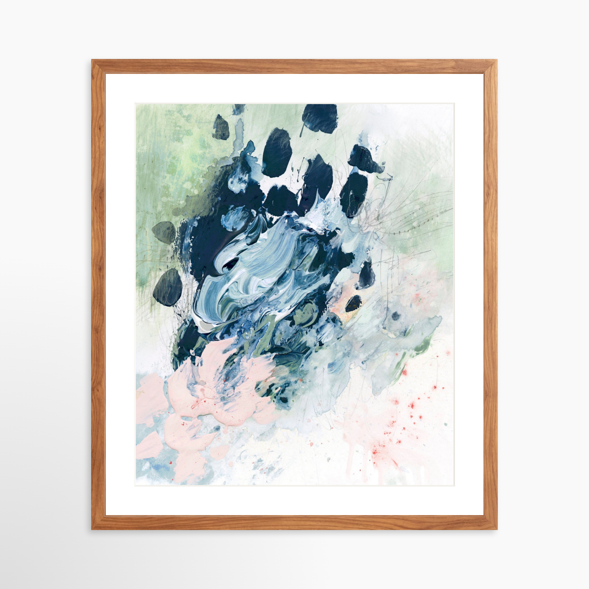 20x25 / Light Walnut Frame + White Mat