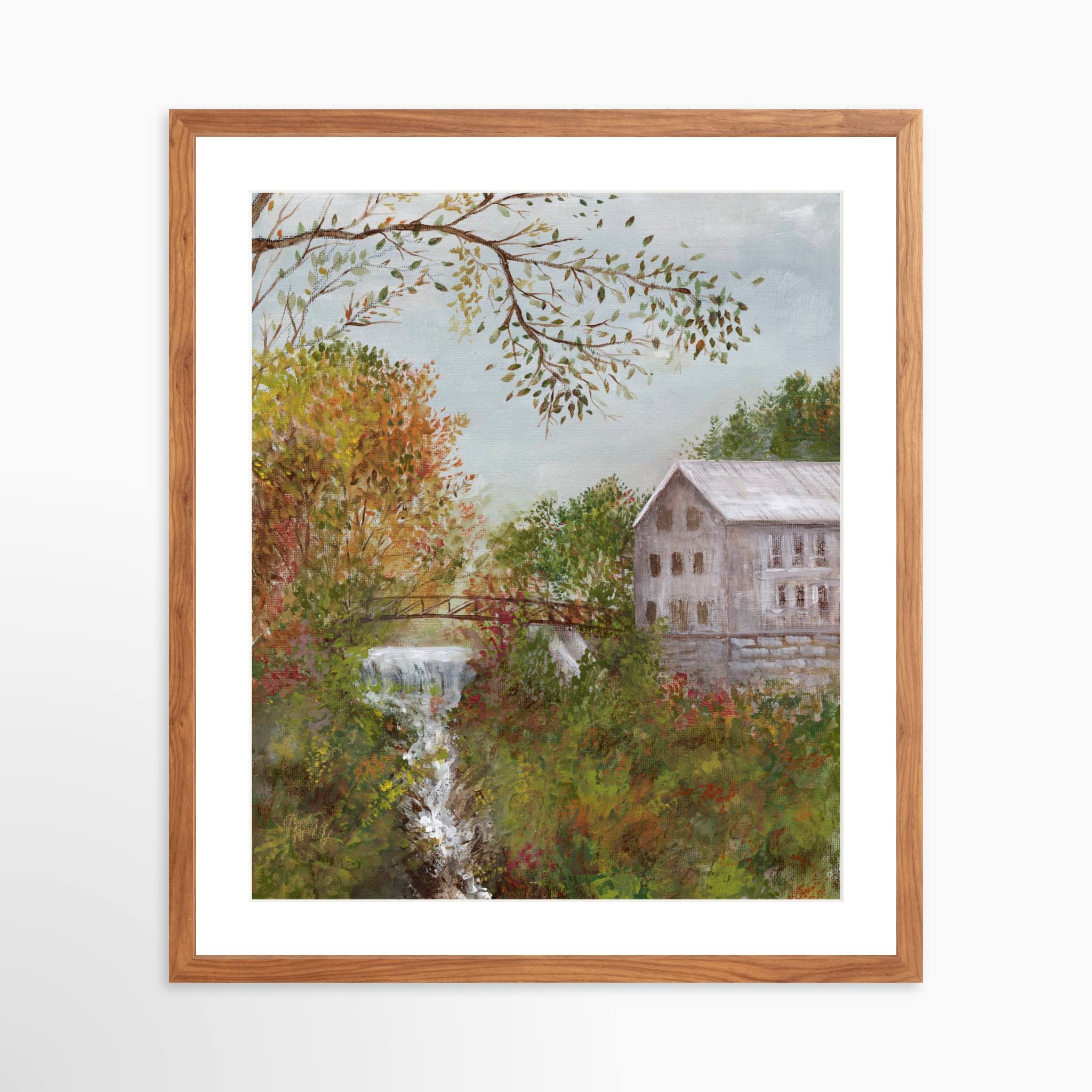 20x25 / Light Walnut Frame + White Mat