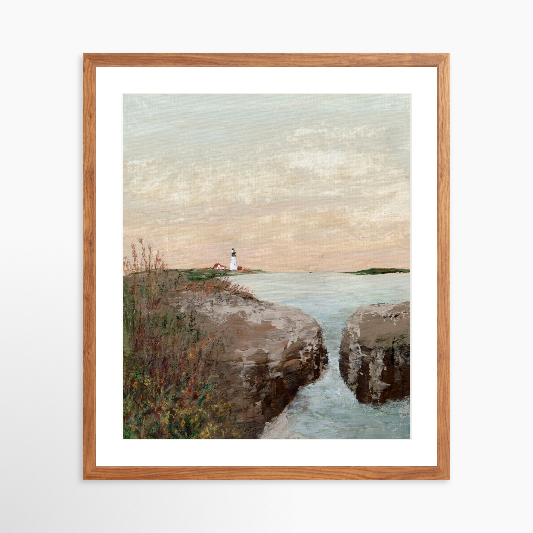 20x25 / Light Walnut Frame + White Mat