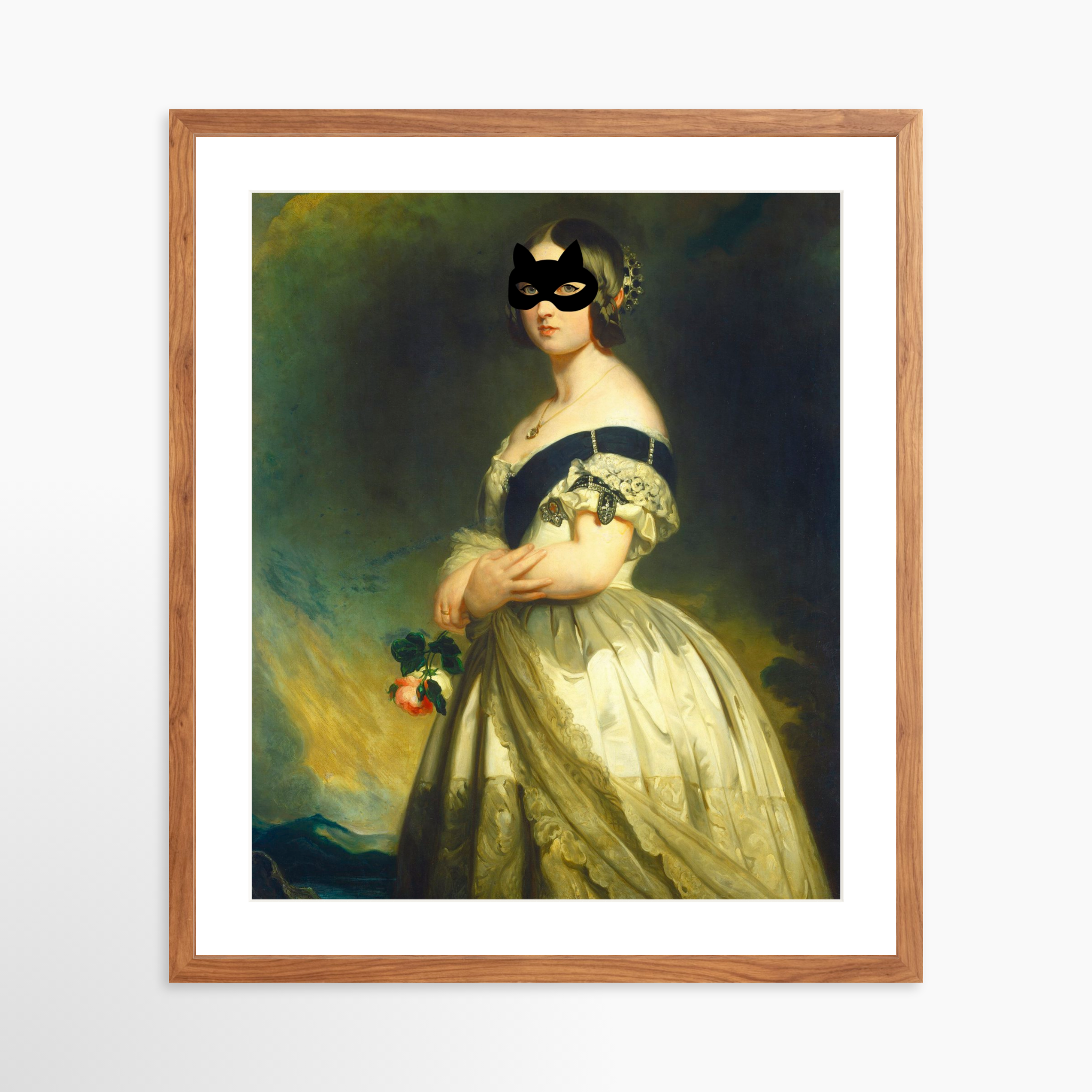 20x25 / Light Walnut Frame + White Mat