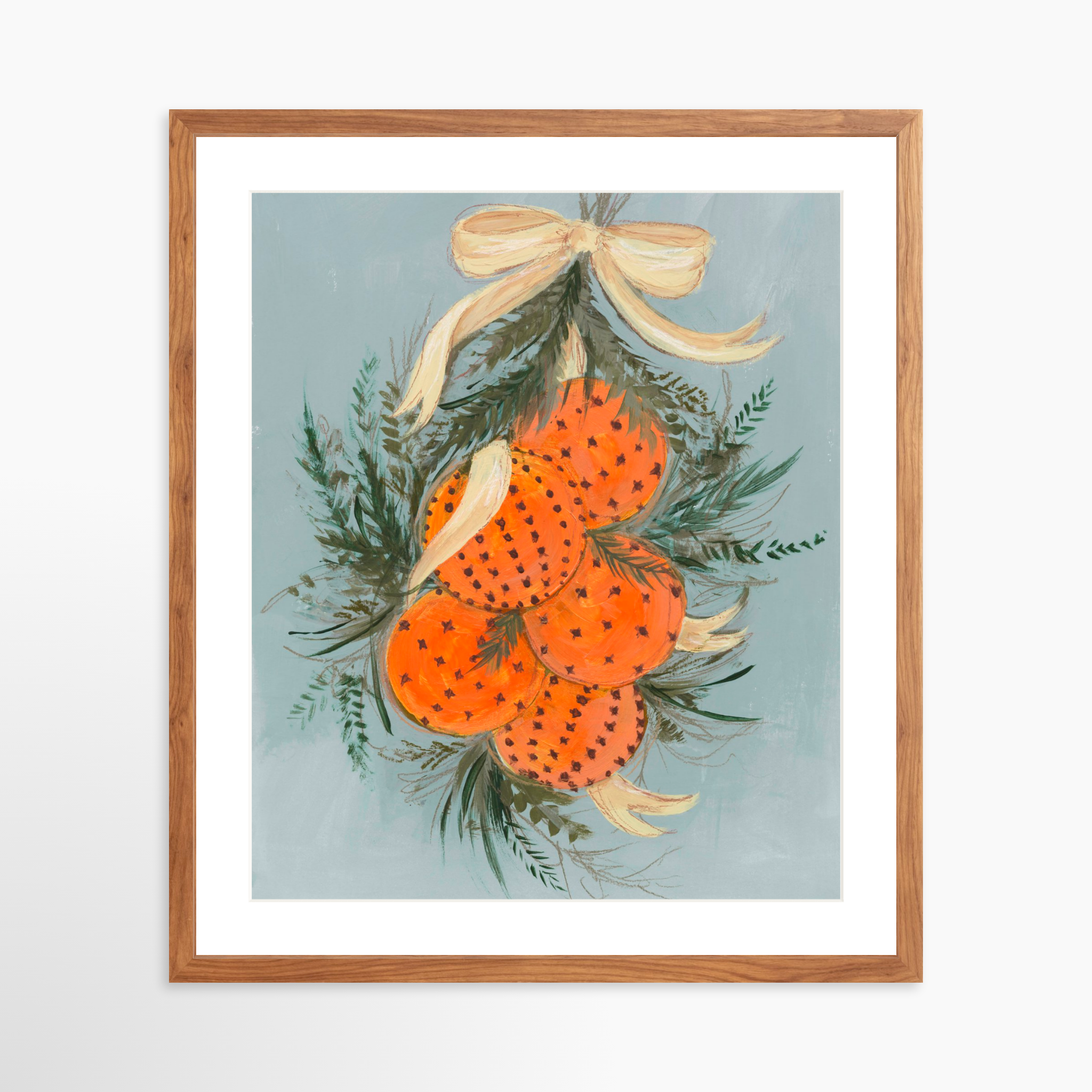 20x25 / Light Walnut Frame + White Mat