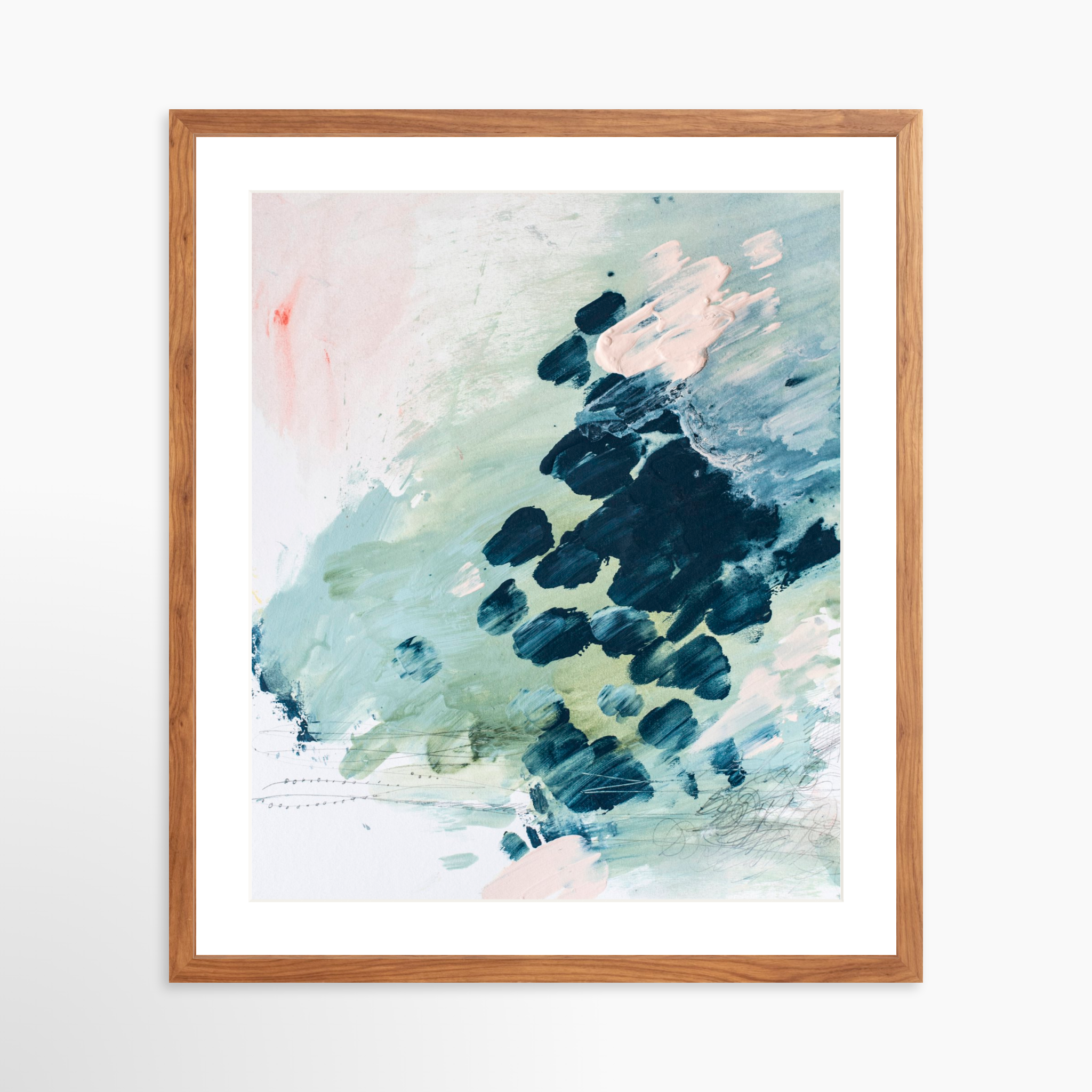 20x25 / Light Walnut Frame + White Mat
