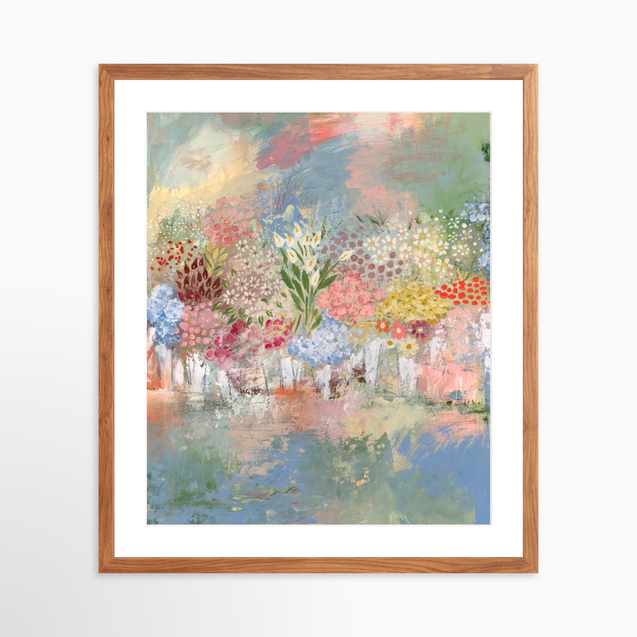 20x25 / Light Walnut Frame + White Mat