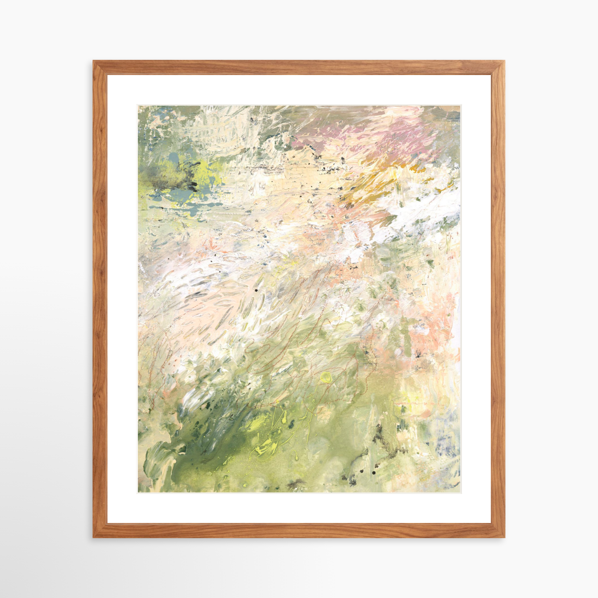 20x25 / Light Walnut Frame + White Mat