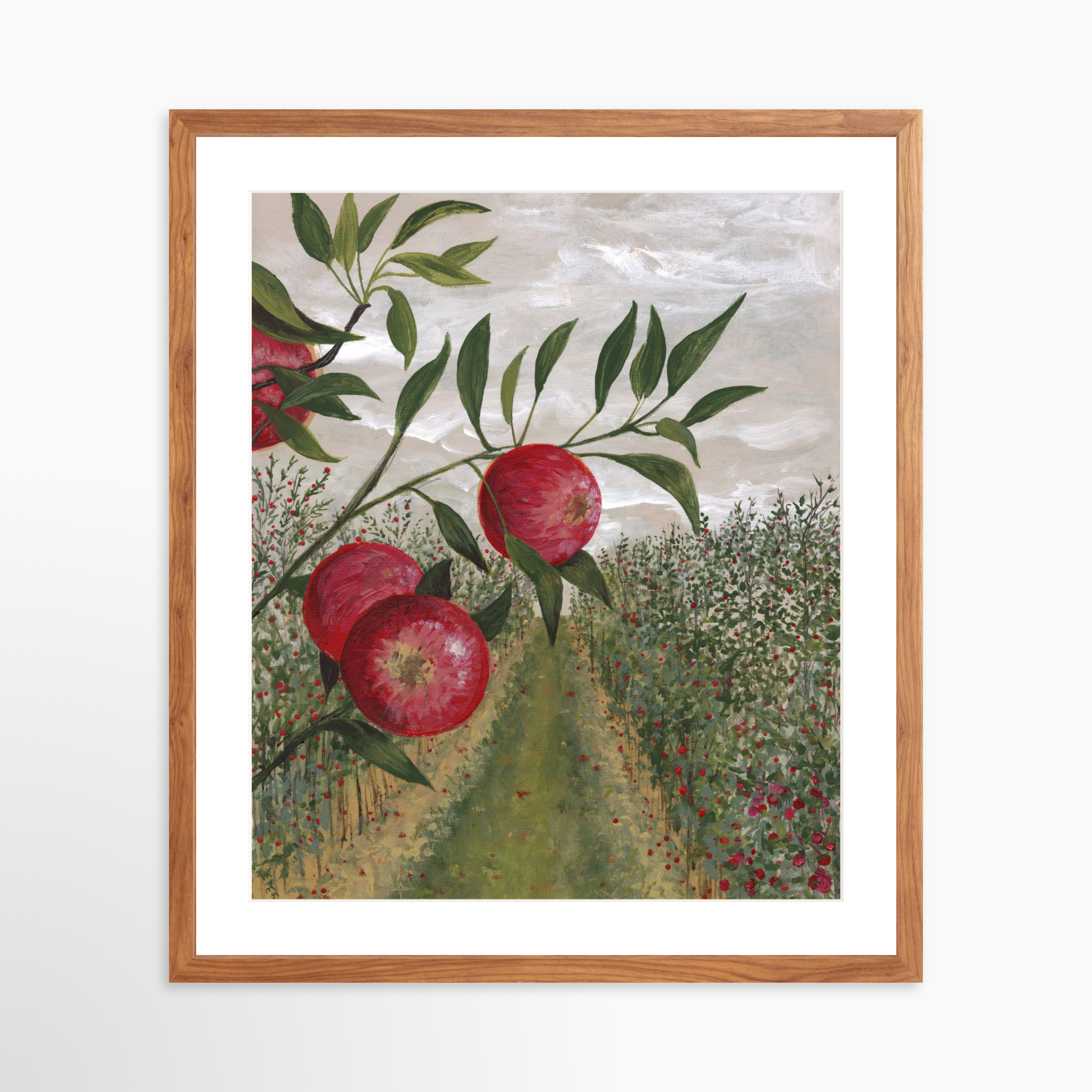 20x24 / Light Walnut Frame + White Mat