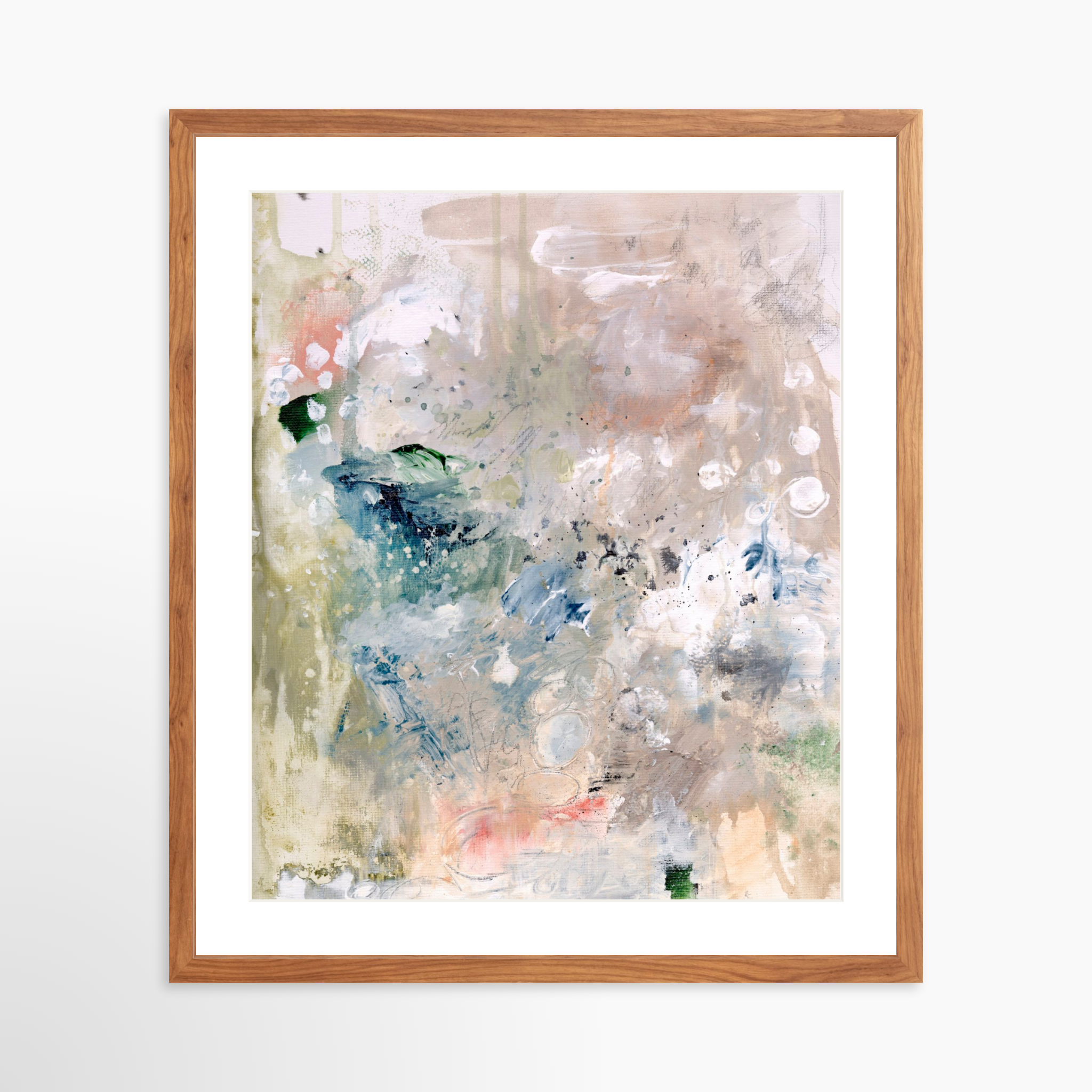 20x25 / Light Walnut Frame + White Mat