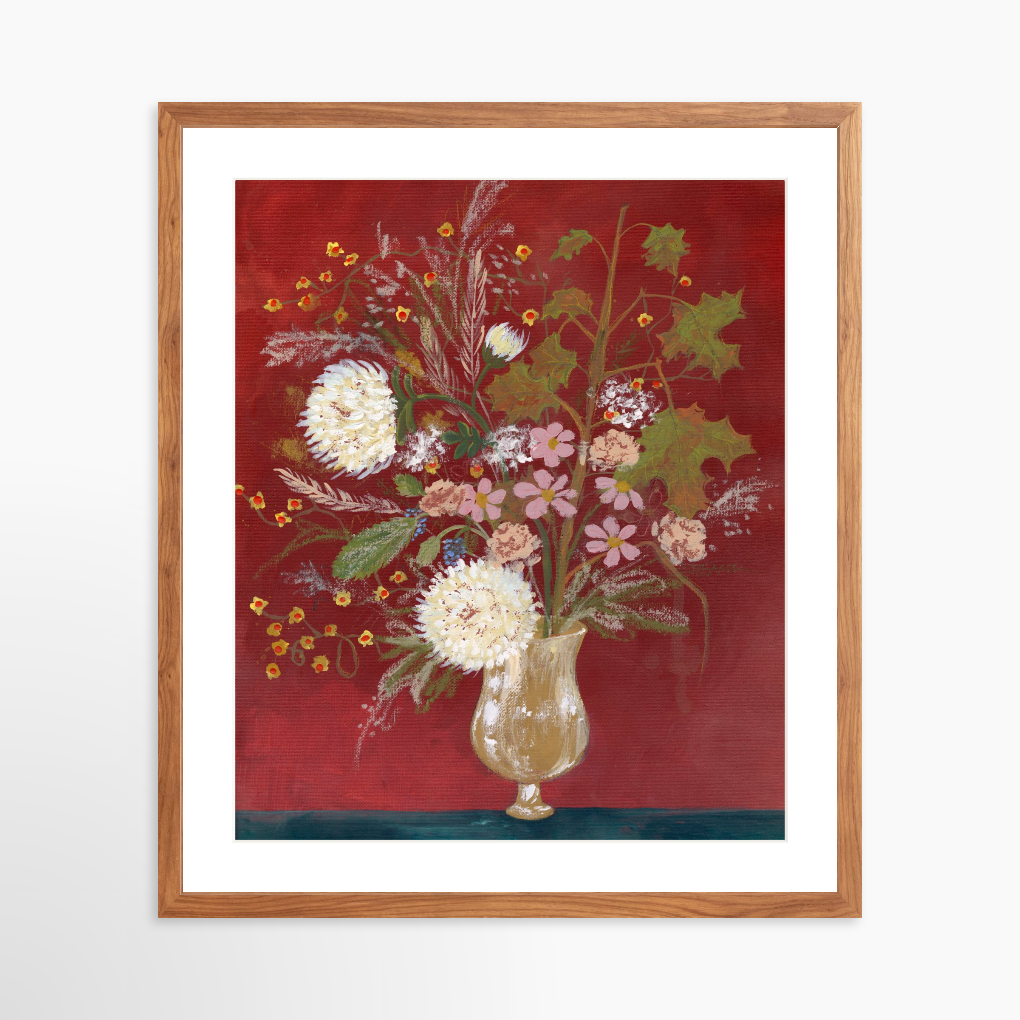 20x25 / Light Walnut Frame + White Mat