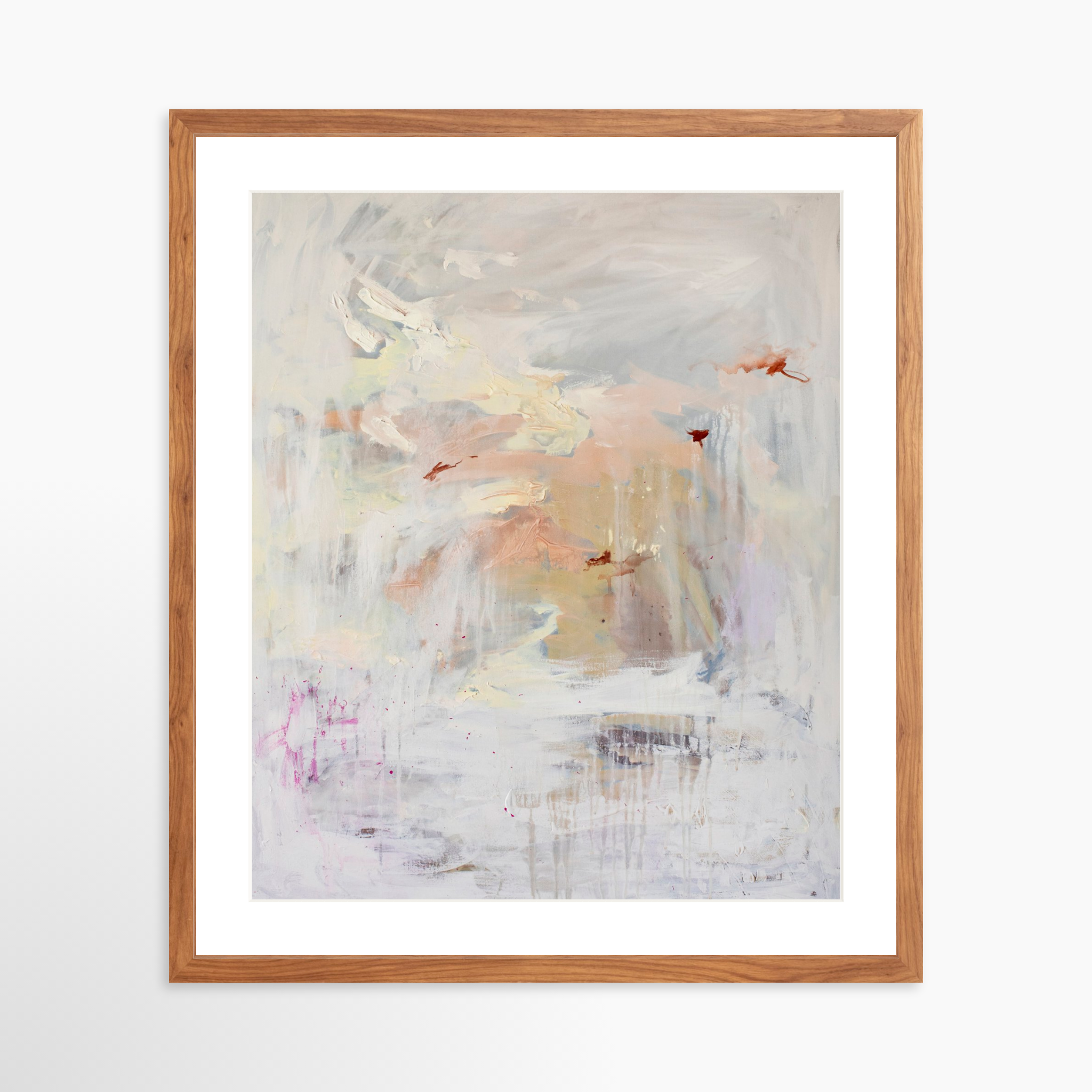 20x25 / Light Walnut Frame + White Mat