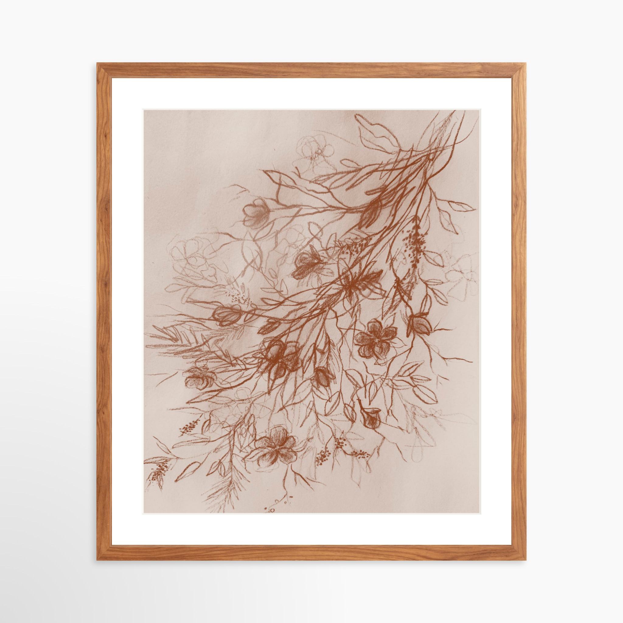 20x25 / Light Walnut Frame + White Mat