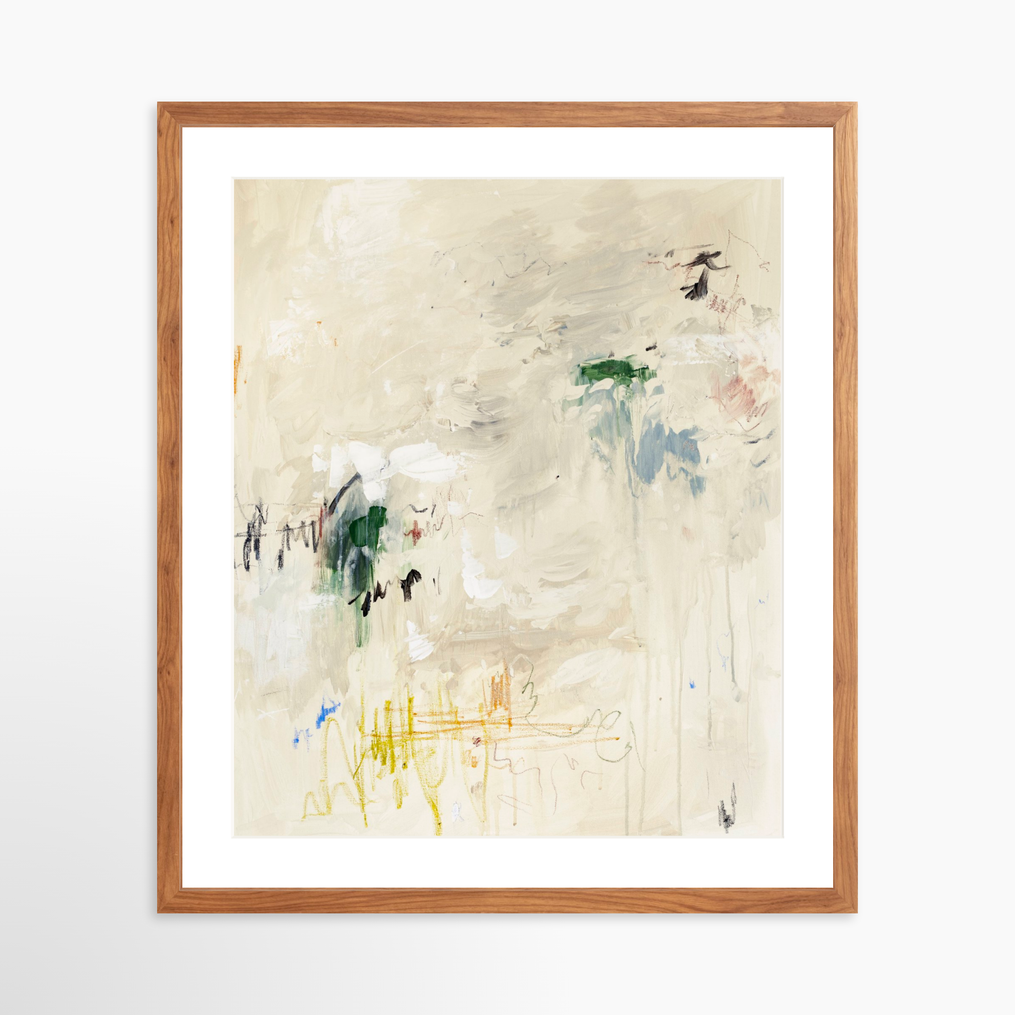 20x25 / Light Walnut Frame + White Mat