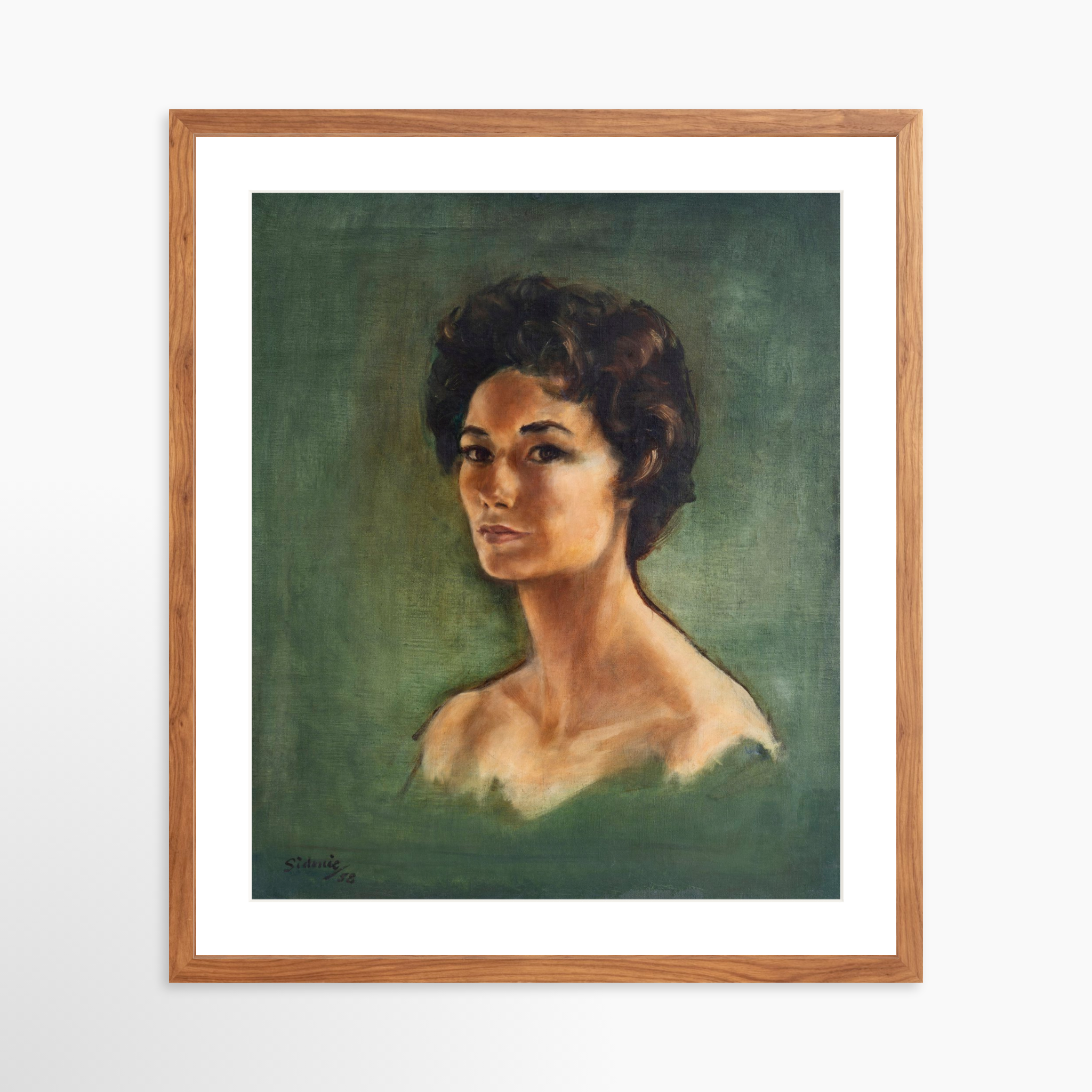 20x25 / Light Walnut Frame + White Mat