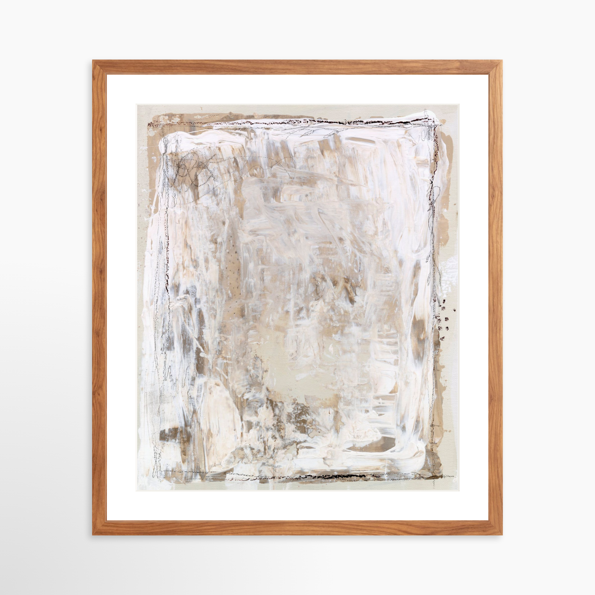 20x25 / Light Walnut Frame + White Mat
