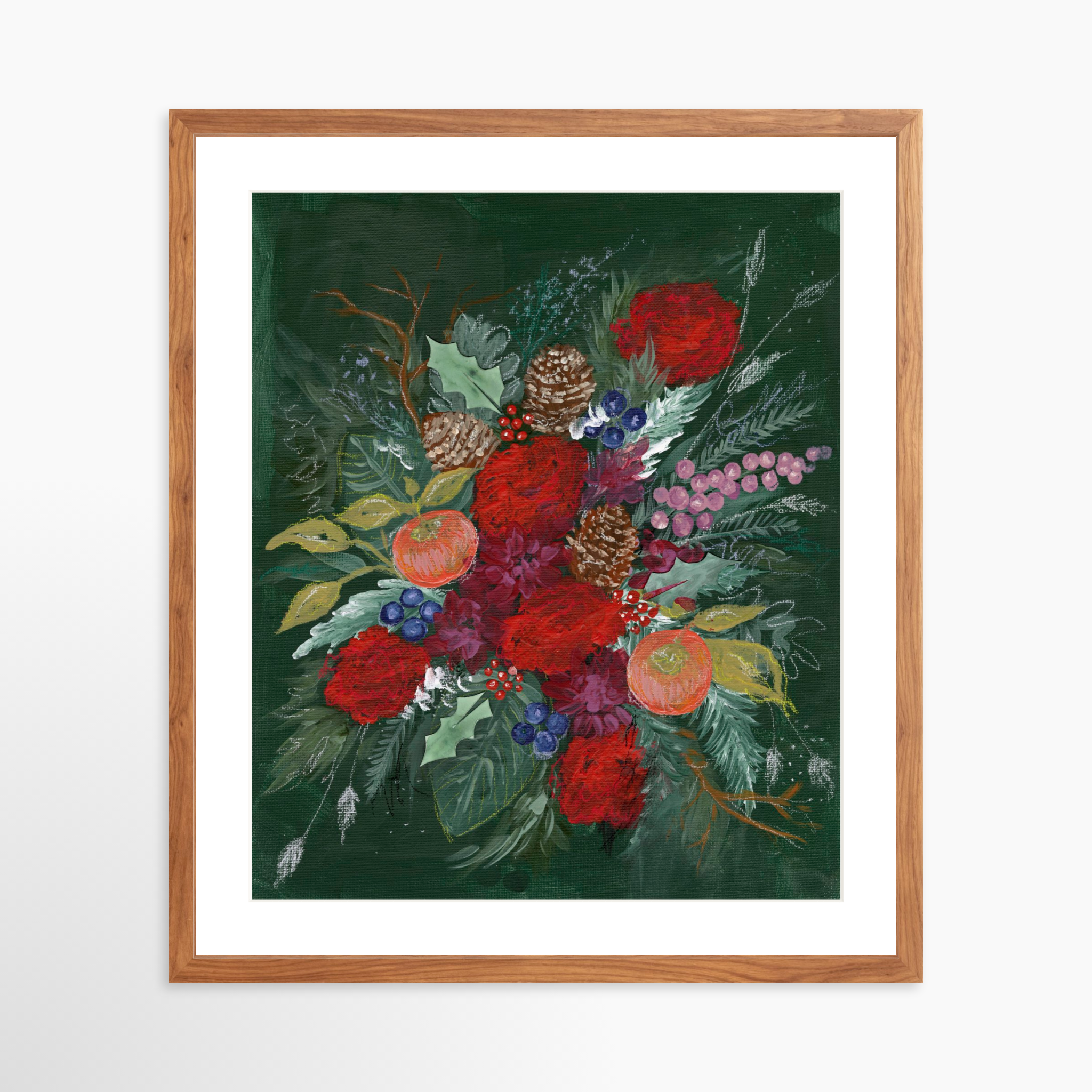 20x25 / Light Walnut Frame + White Mat