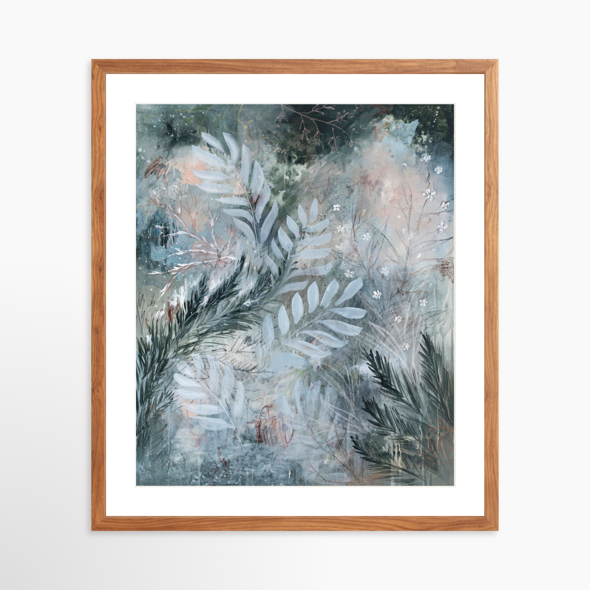 20x25 / Light Walnut Frame + White Mat