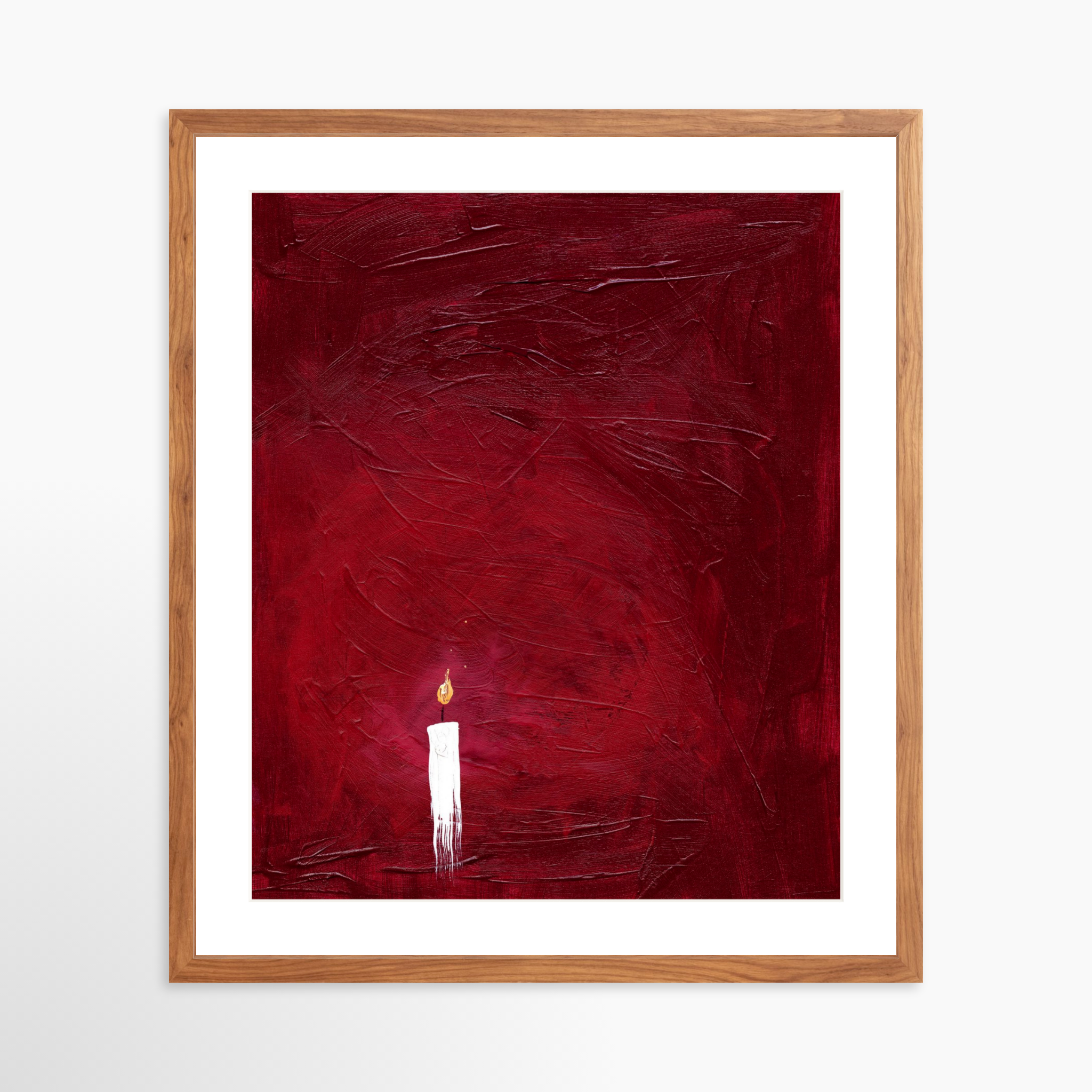 20x25 / Light Walnut Frame + White Mat