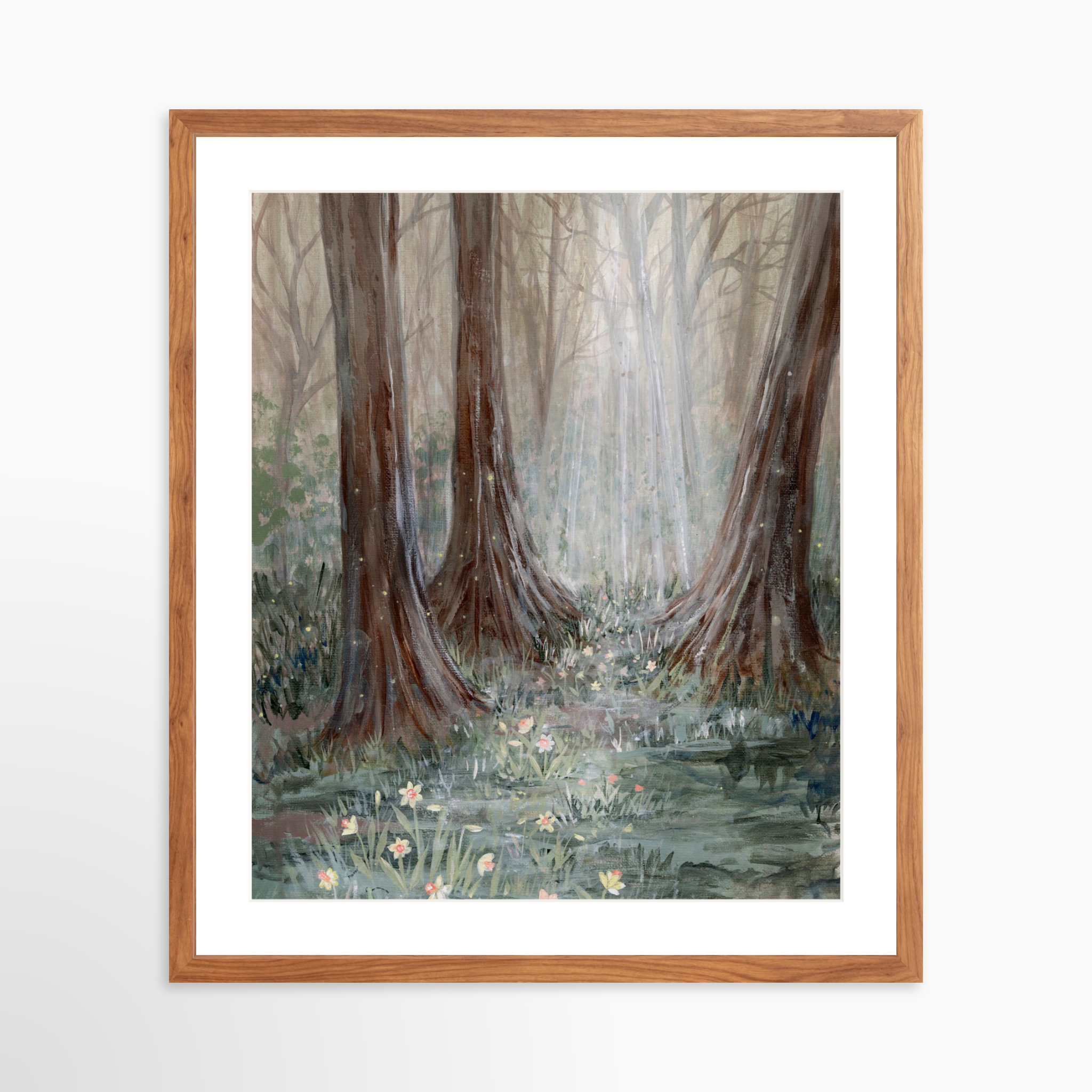 20x25 / Light Walnut Frame + White Mat