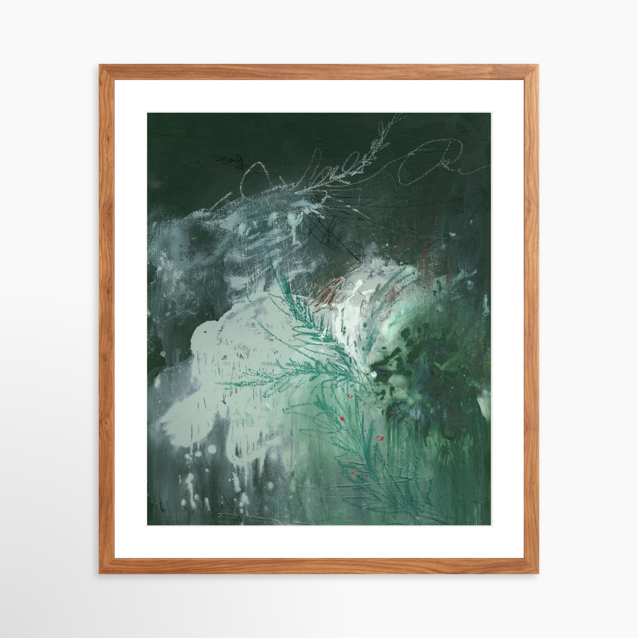 20x25 / Light Walnut Frame + White Mat