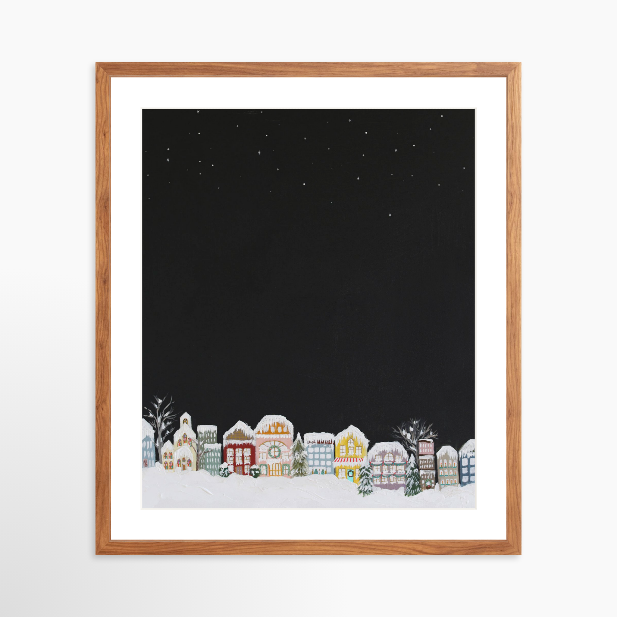 20x25 / Light Walnut Frame + White Mat