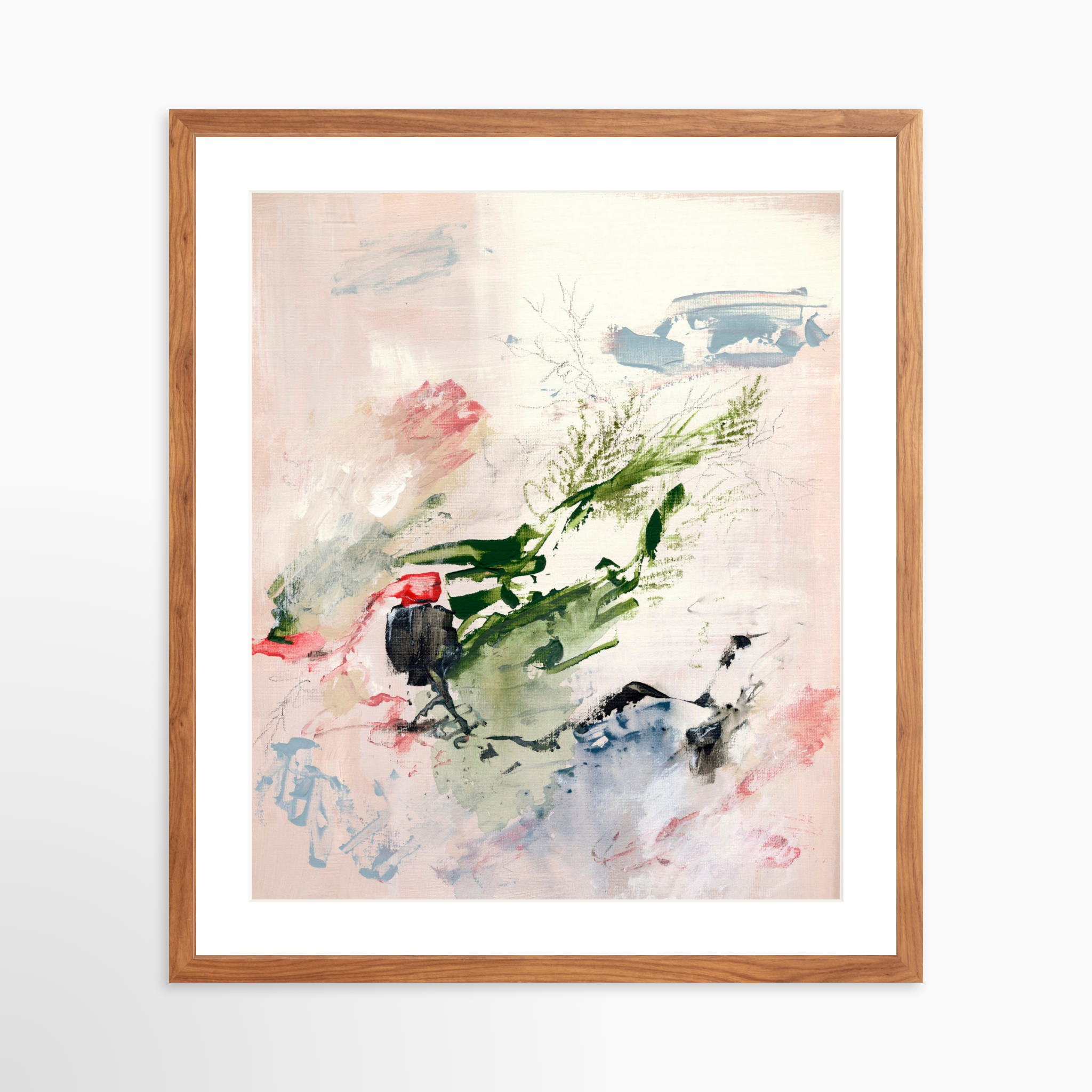 20x25 / Light Walnut Frame + White Mat