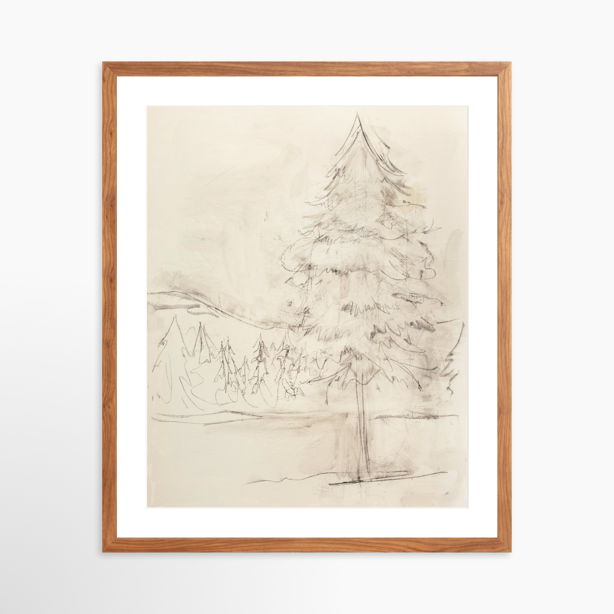 20x25 / Light Walnut Frame + White Mat