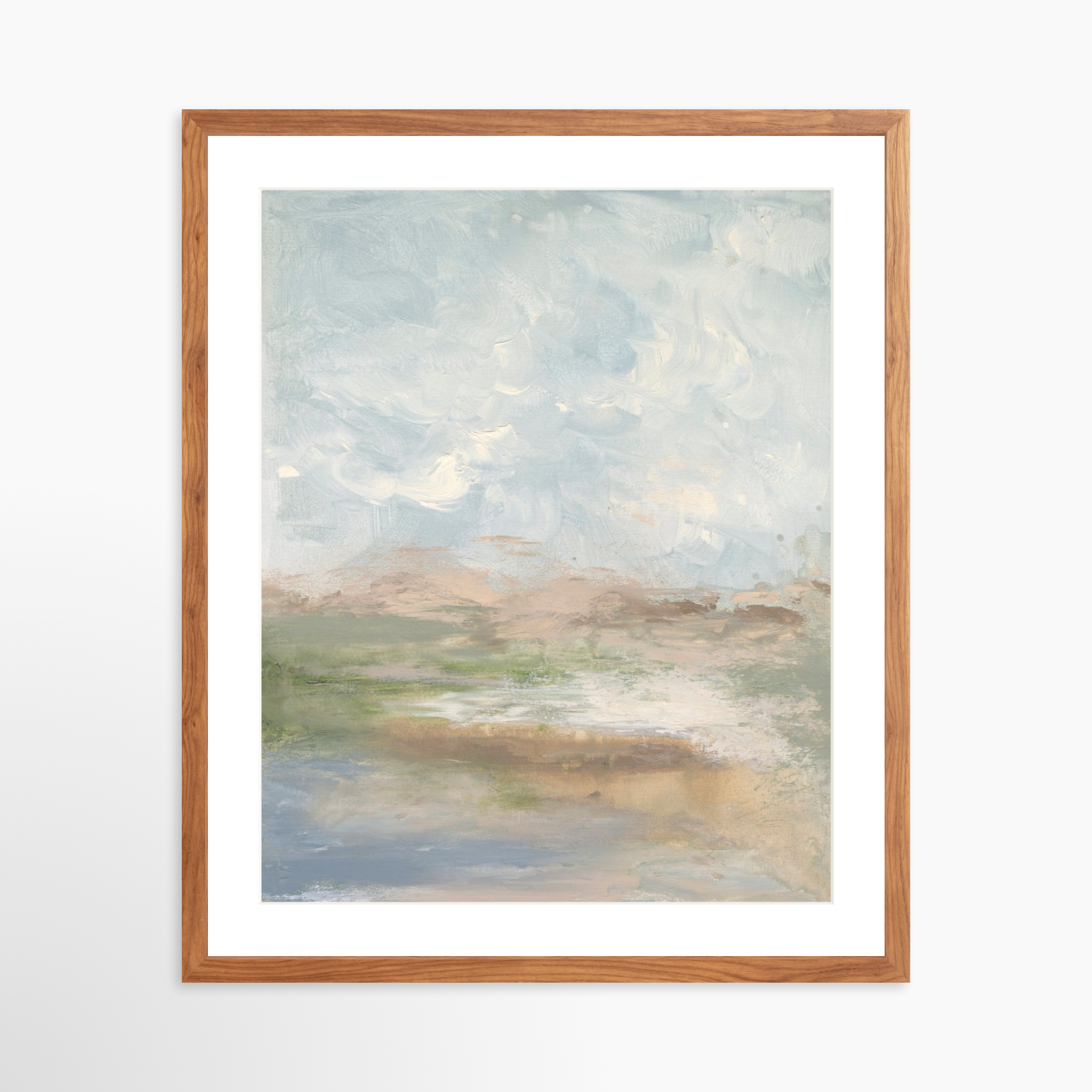 20x25 / Light Walnut Frame + White Mat