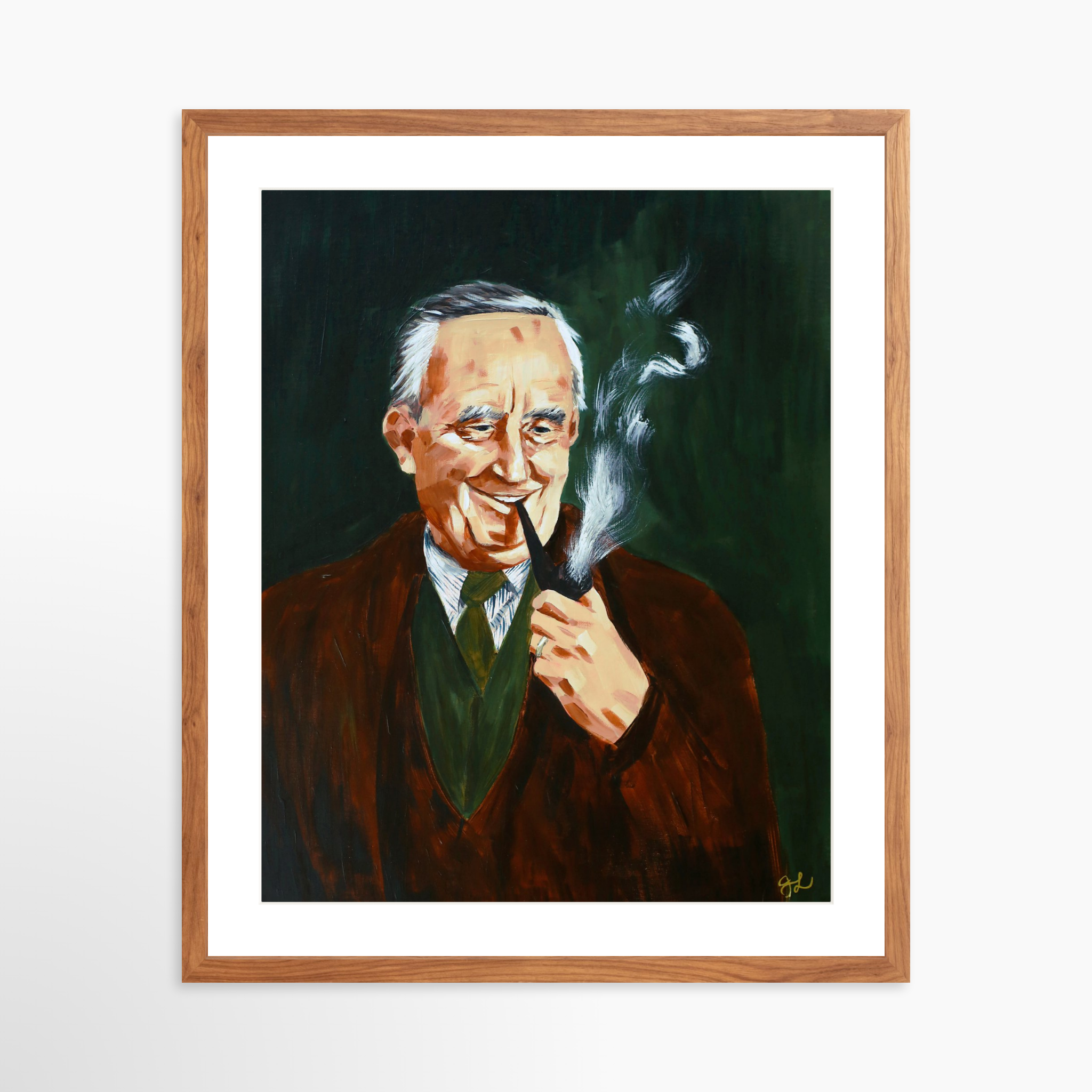 20x25 / Light Walnut Frame + White Mat